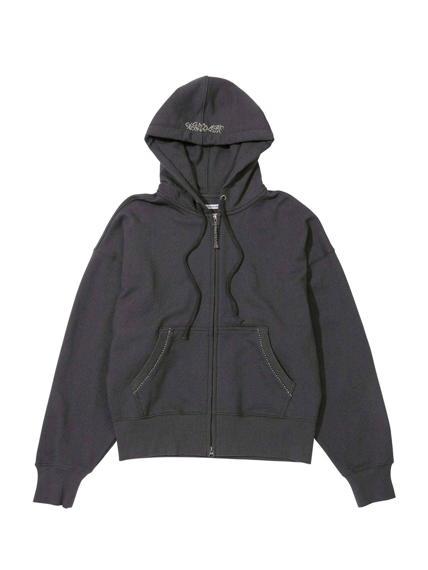 Beaded Saint Hoodie Zip-Up Charcoal