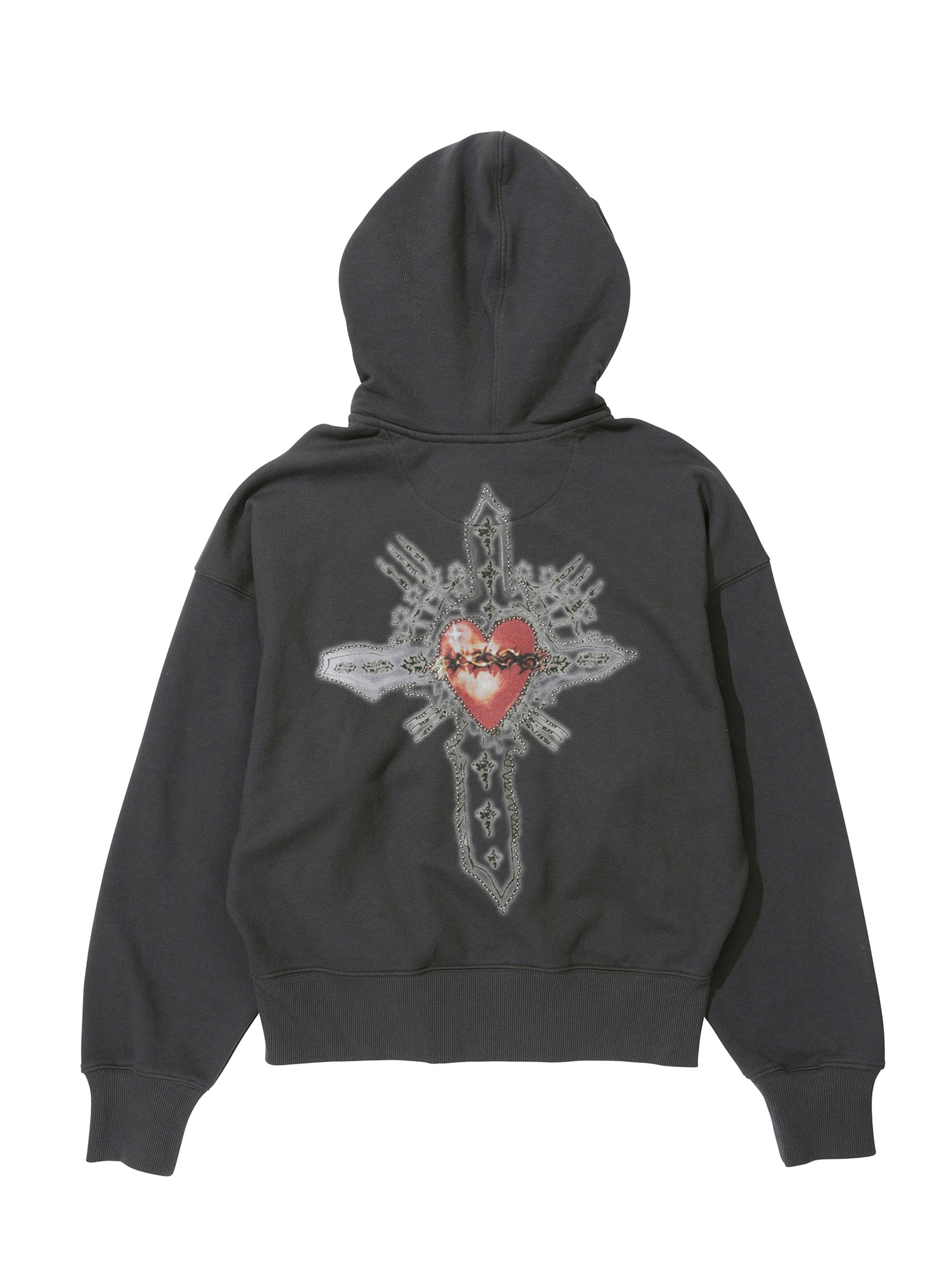 SCULPTOR Beaded Saint Hoodie パーカー　ビーズ Beaded Saint Hoodie Zip-Up Charcoal – Sculptor