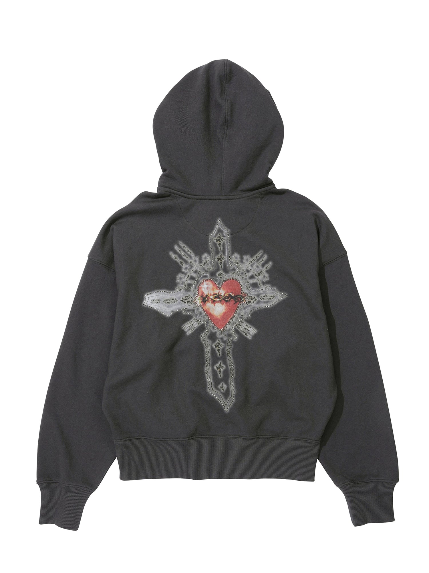Beaded Saint Hoodie Zip-Up Charcoal