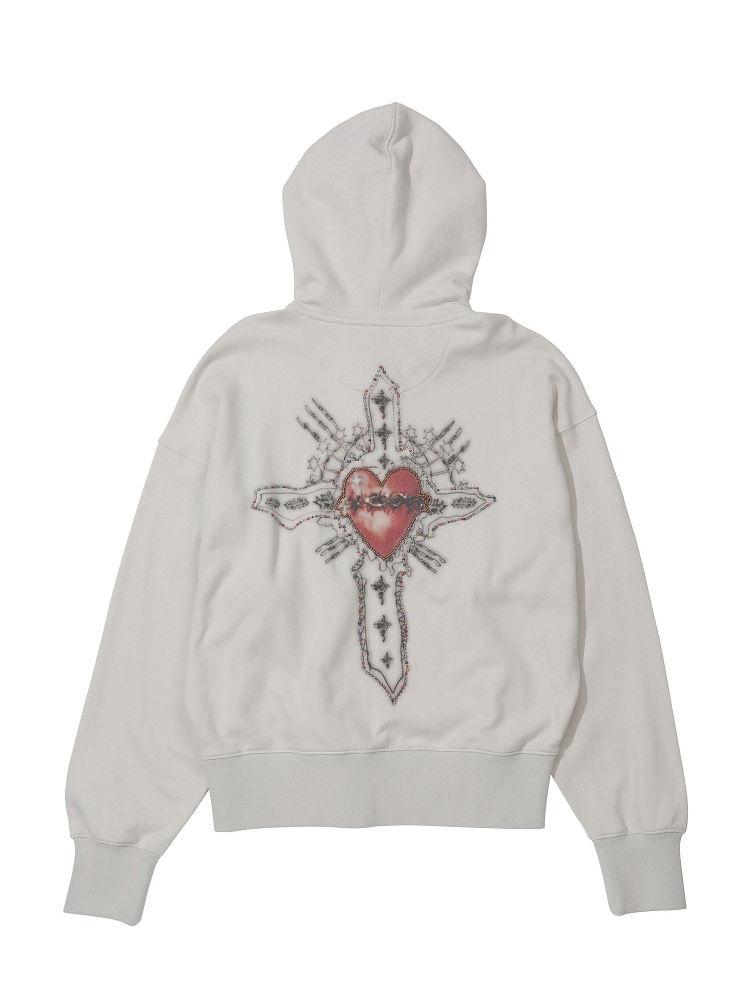 Beaded Saint Hoodie Zip-Up Dirty White