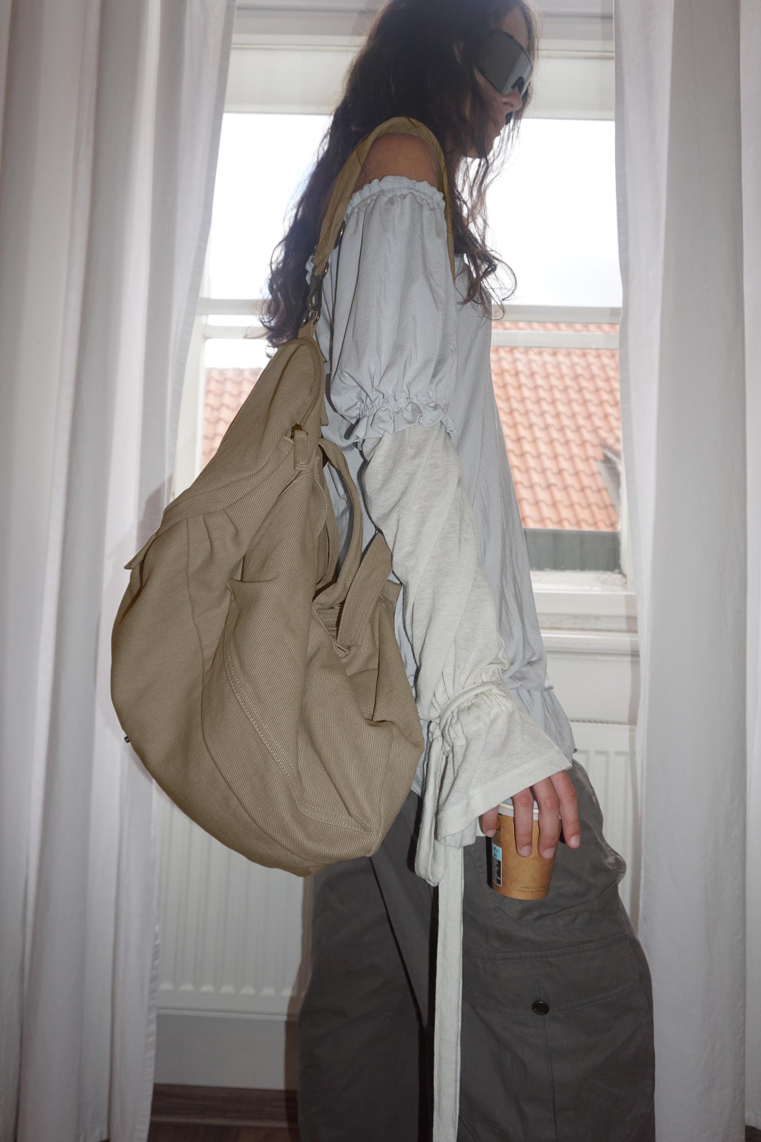 Three-Way Twill Bag Beige