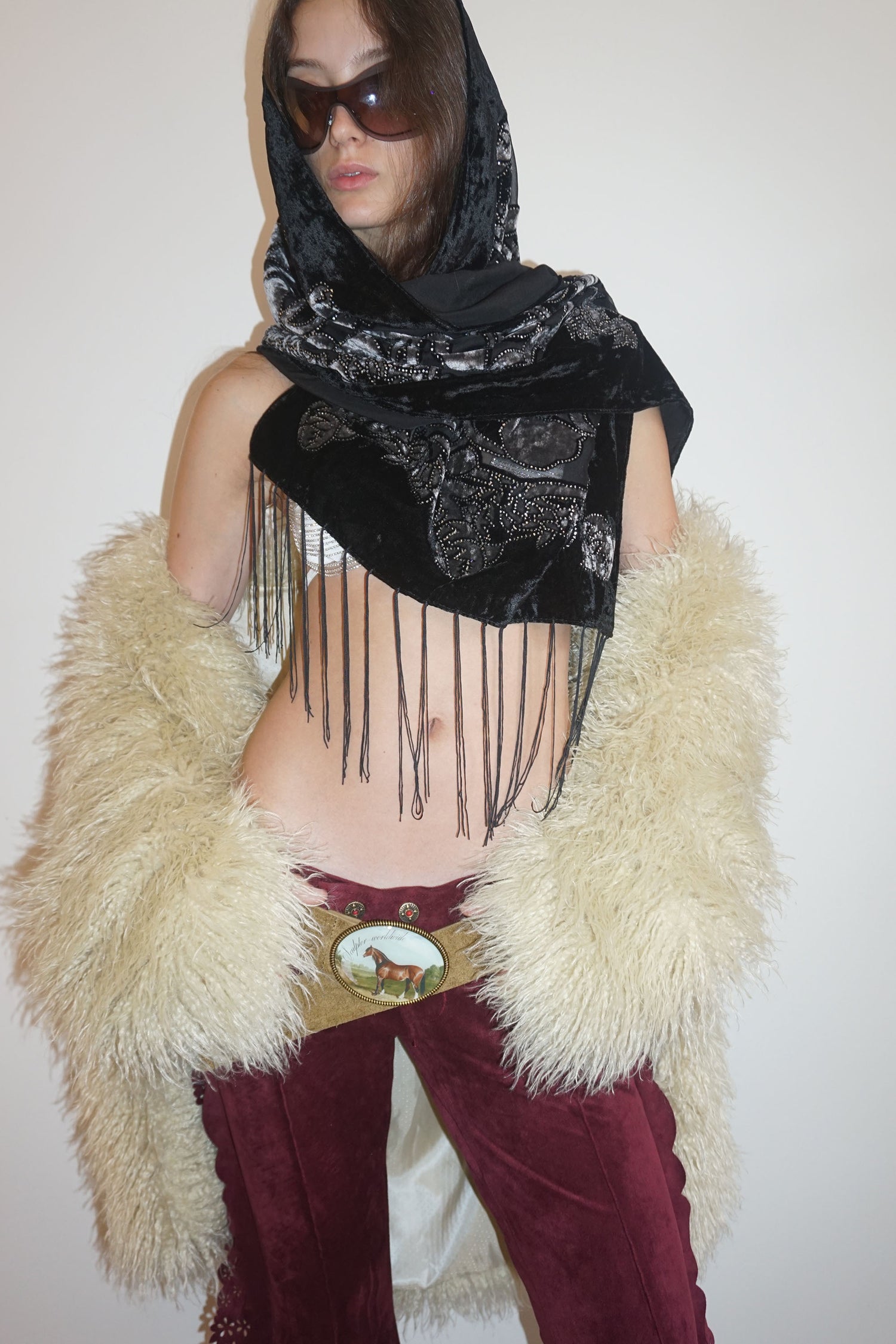 Faux Fur Middle Jacket Beige