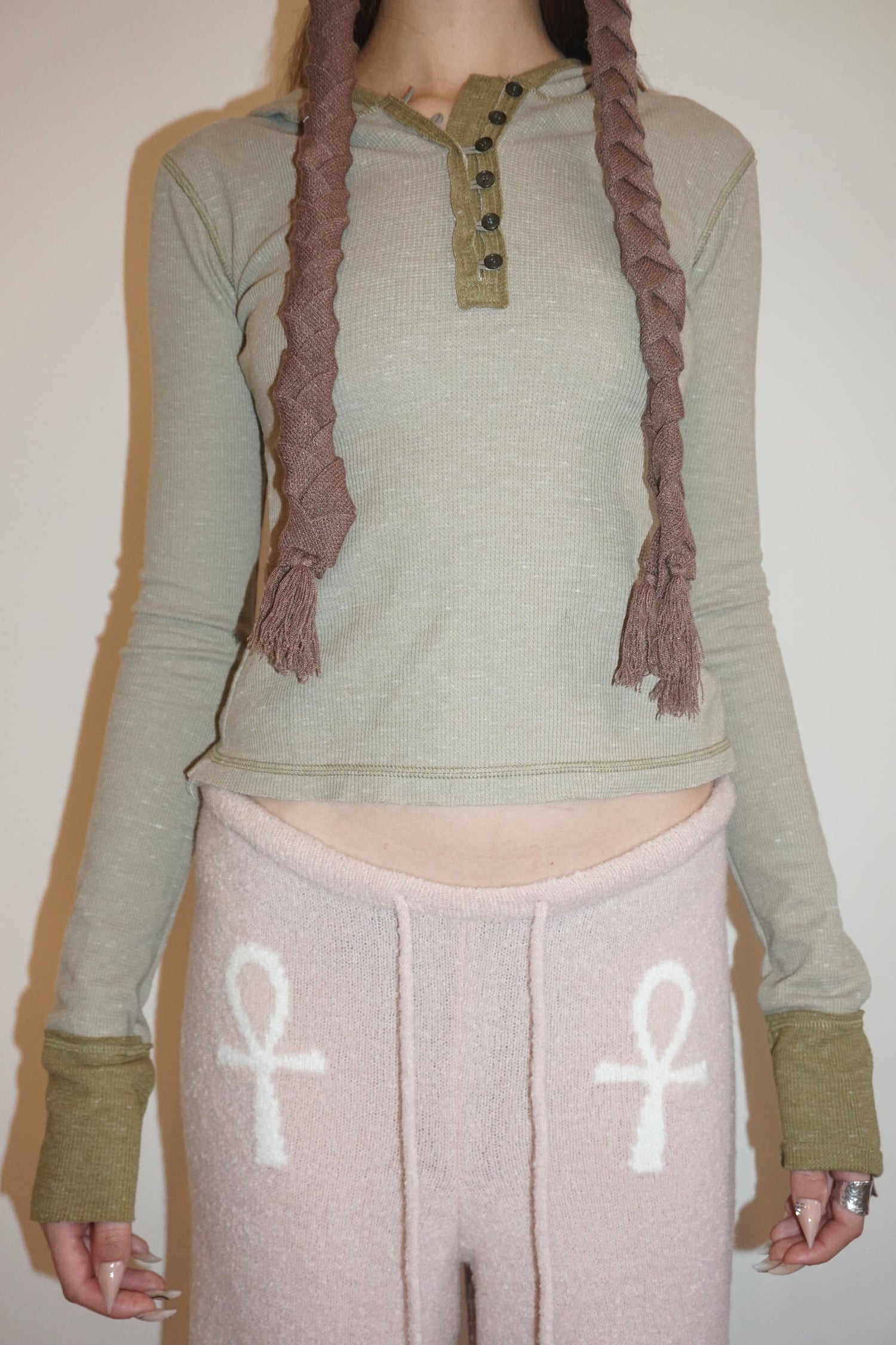 Heather Hoodie Tee Beige