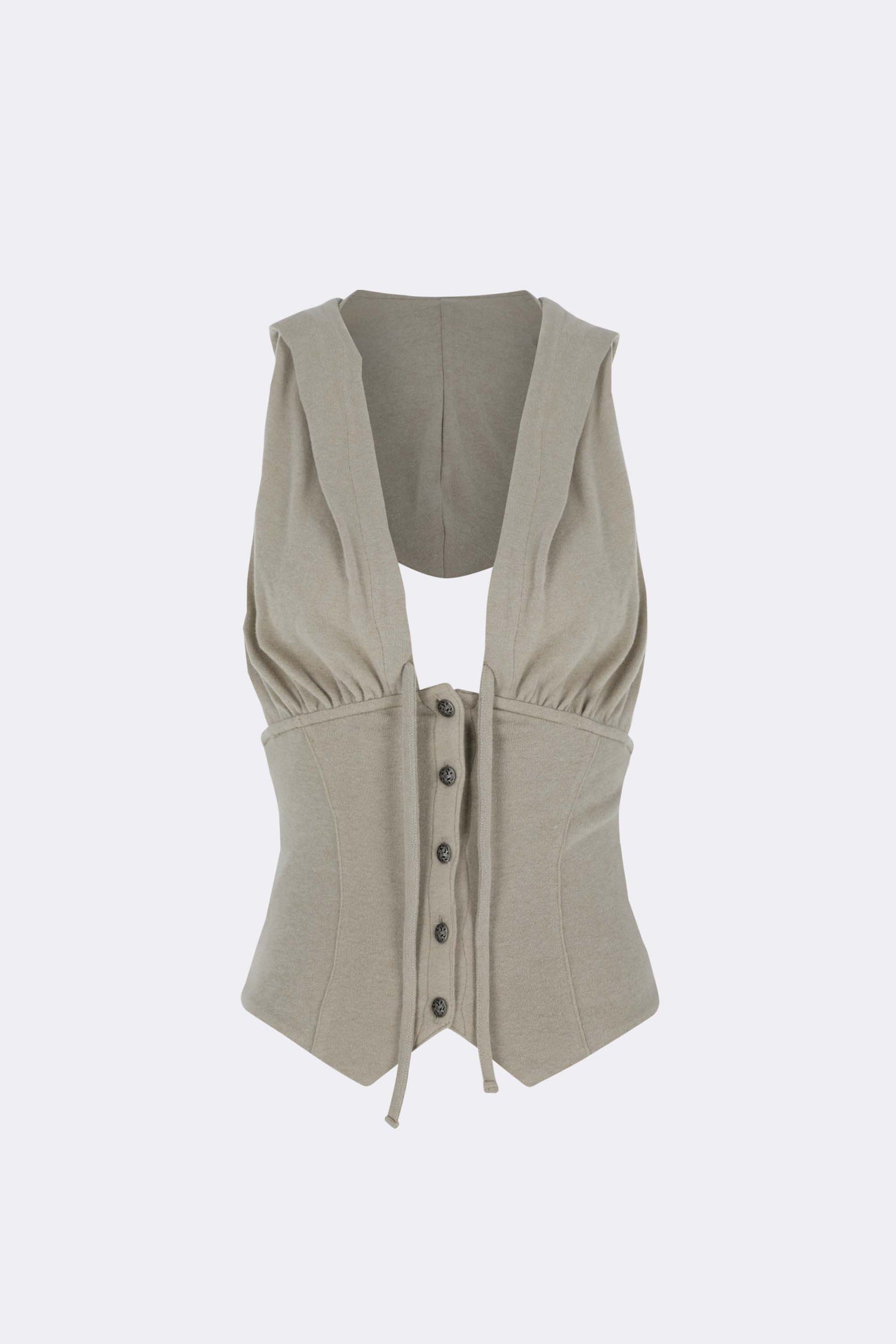 Classic Sleeveless Hoodie Beige