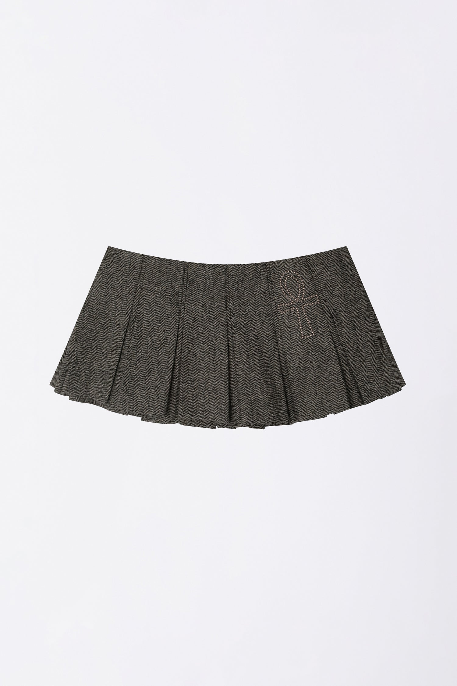 Wool Micro Wrap Skirt Beige