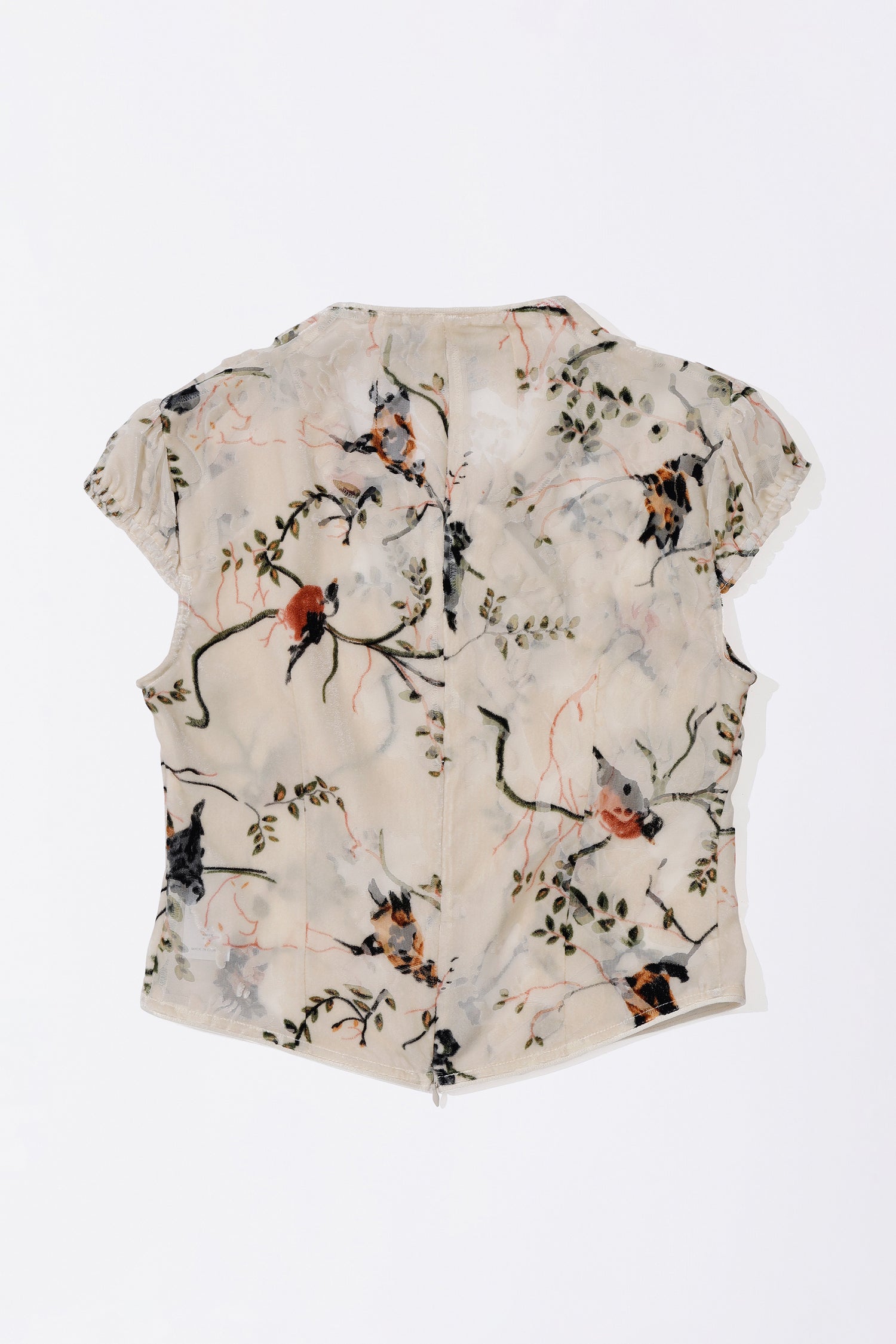 Velvet Qipao Blouse Beige