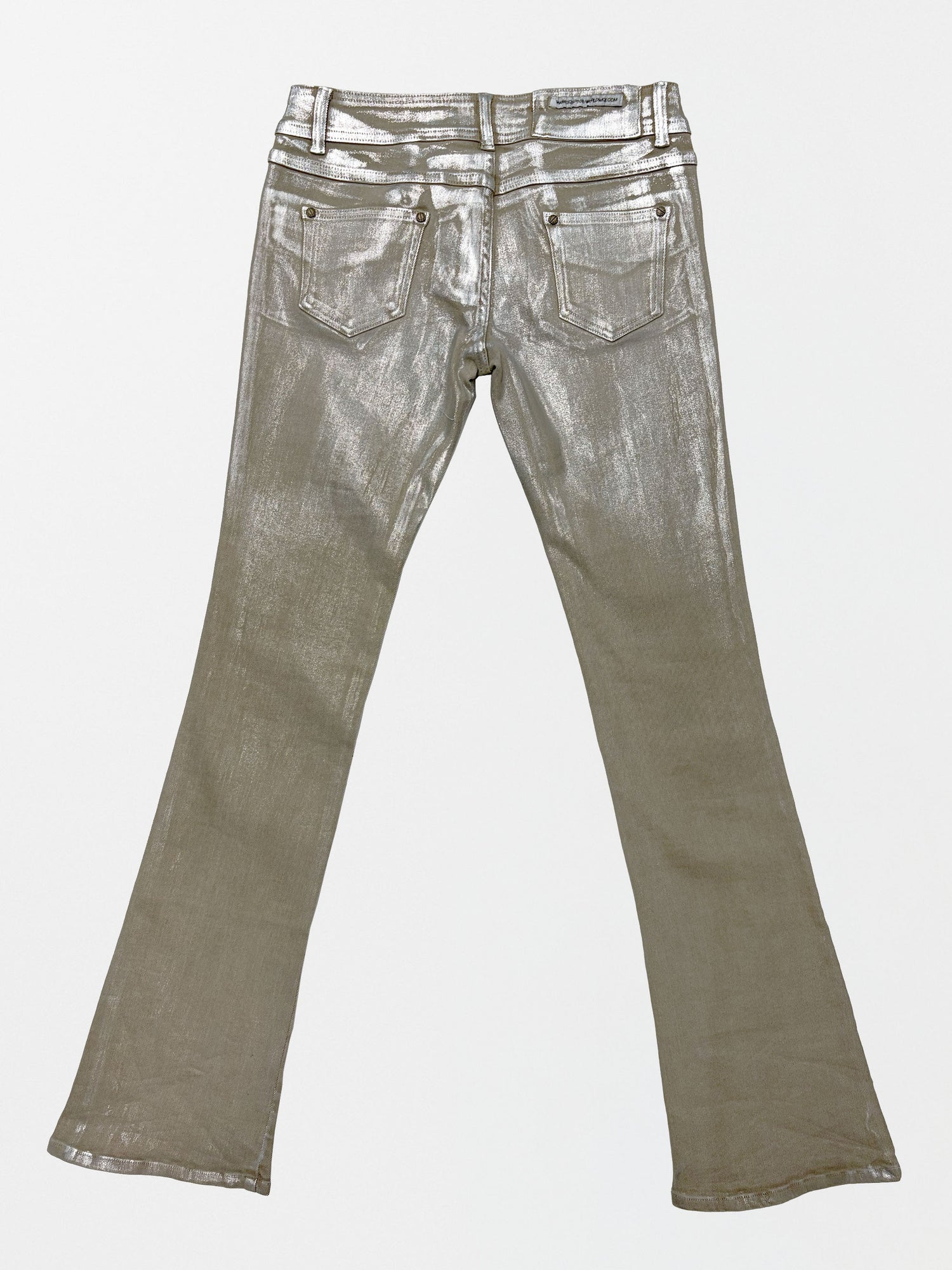Metallic Bootcut Denim Beige/Silver