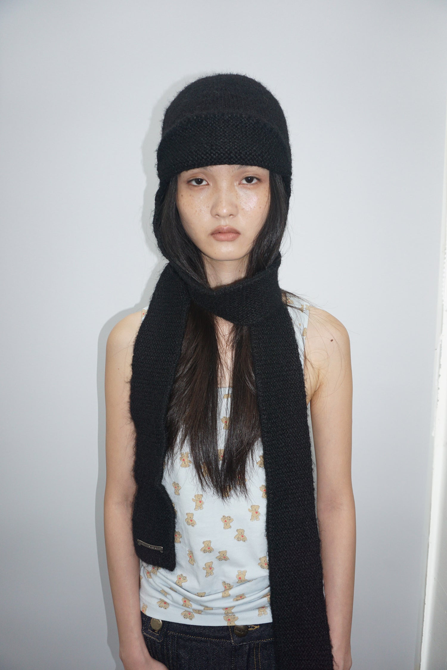 Flap Tail Beanie Black