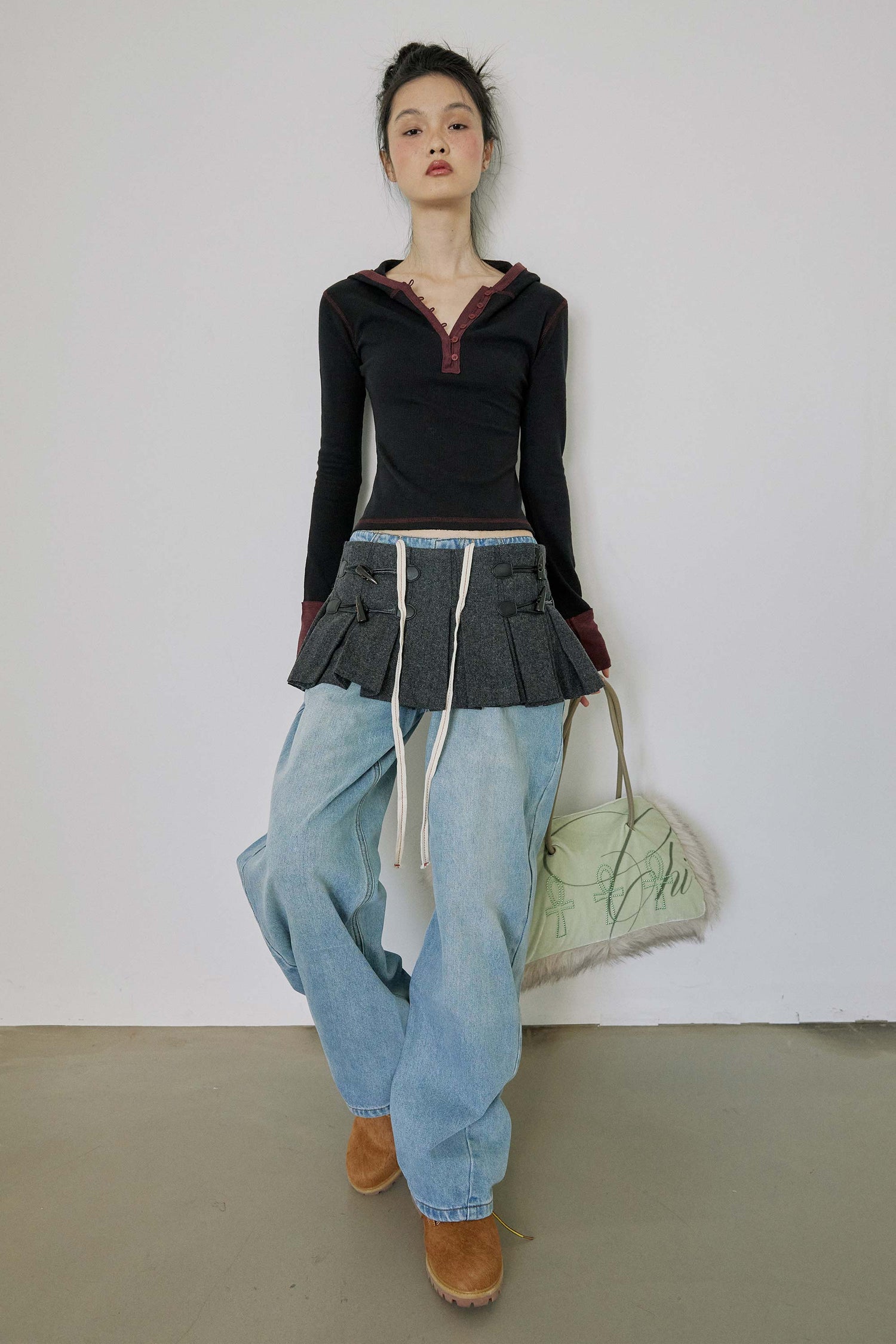 Heather Hoodie Tee Black