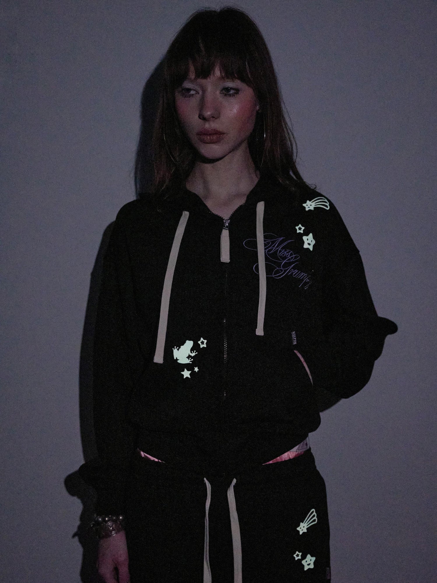 Glow In The Dark Zip-Up Hoodie Black