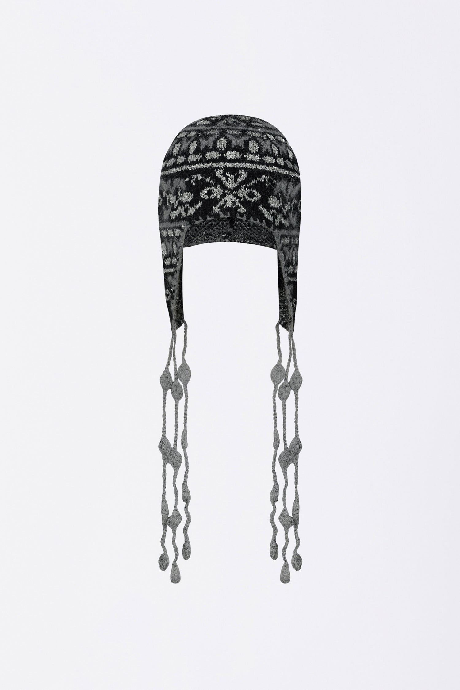 Sequin Nordic Earflap Beanie Black