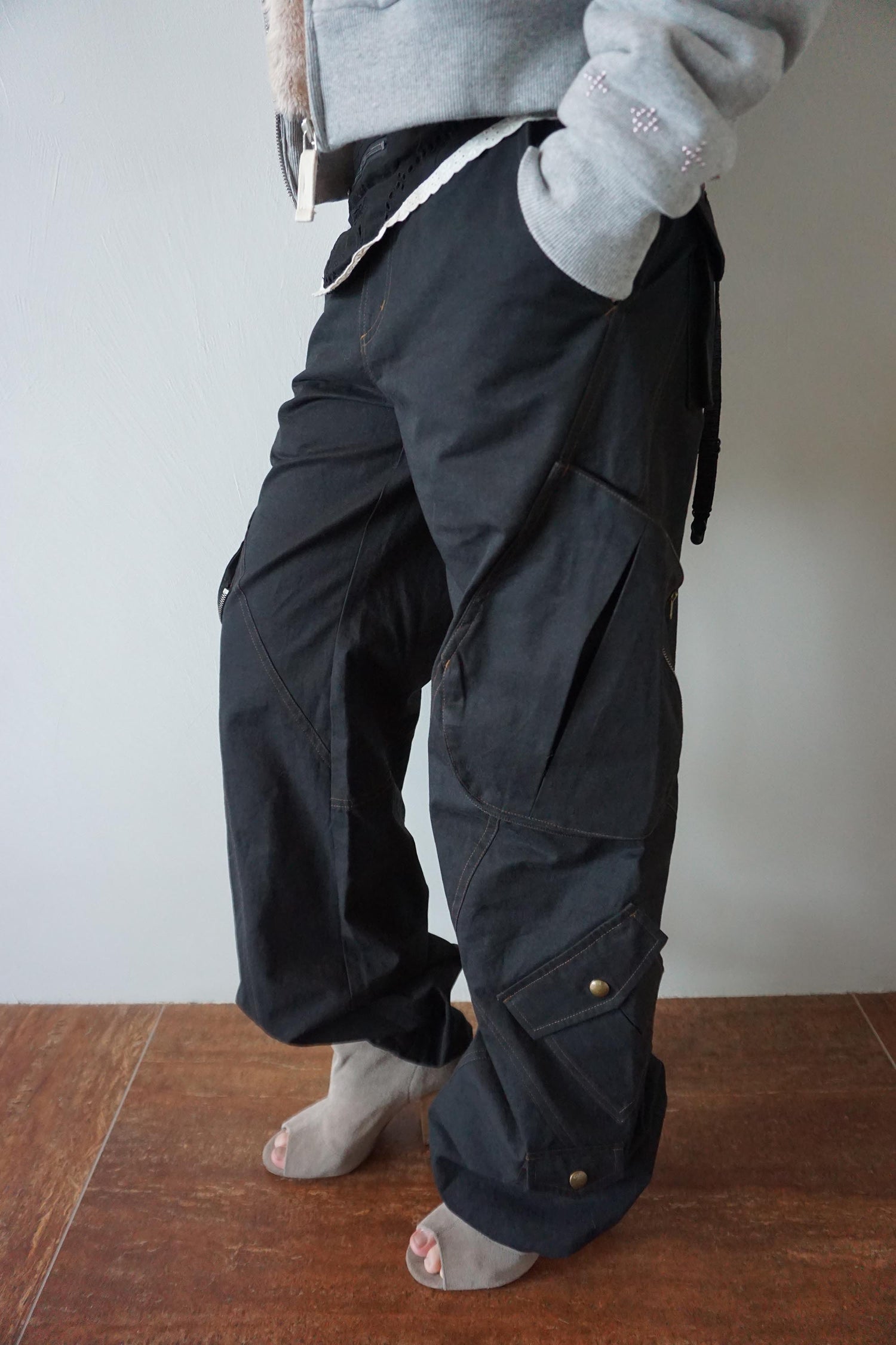 Washed Cargo Pants Black