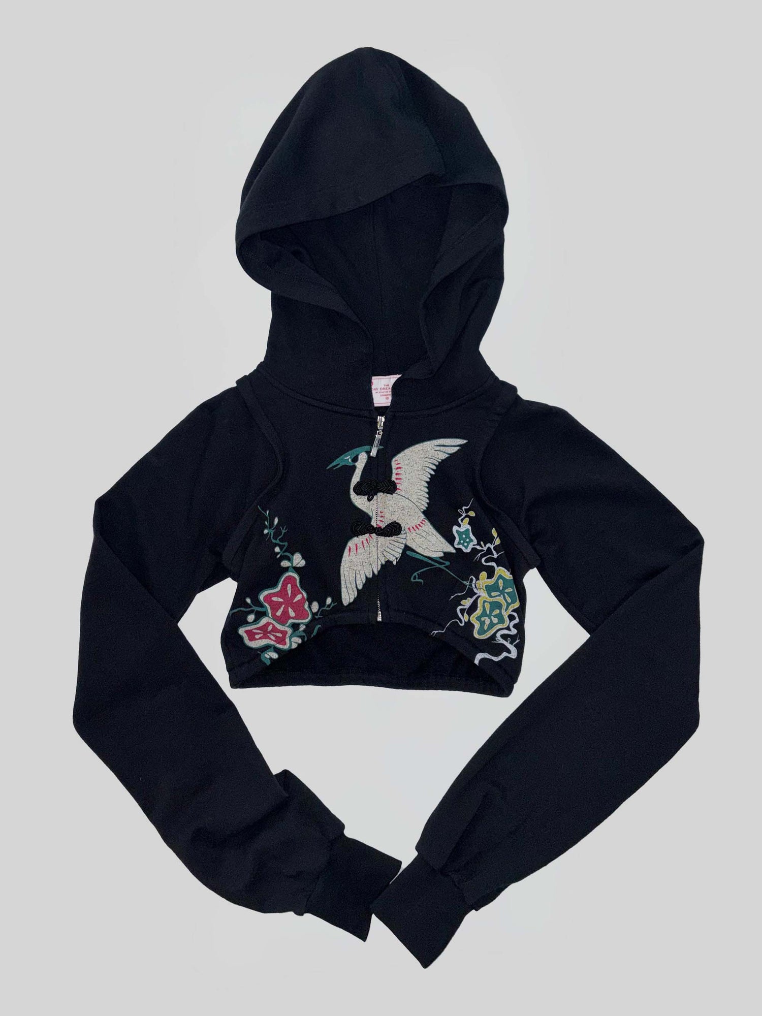 Zen Crop Hooded Zip-Up Black