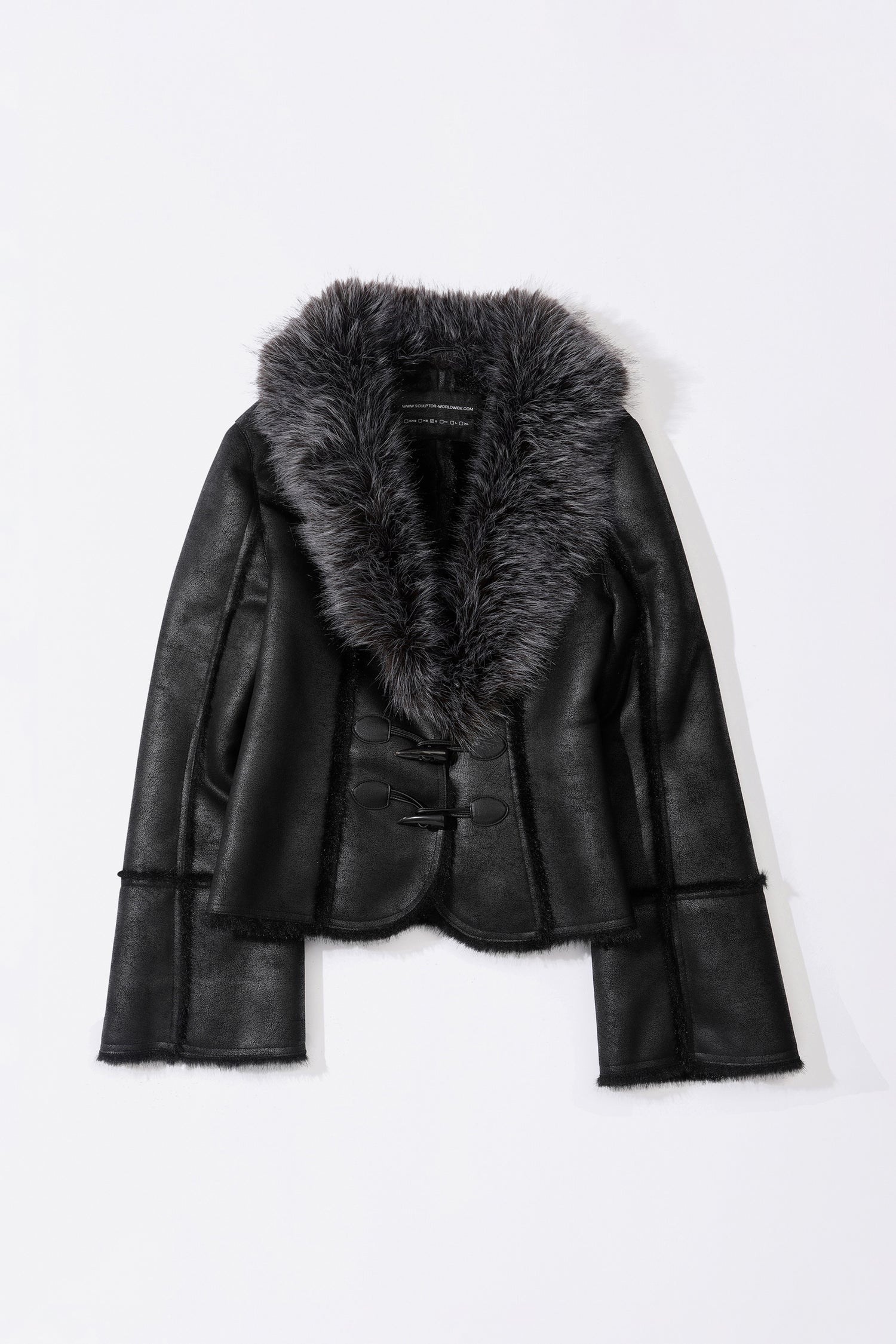 Faux Mouton Toggle Coat Black