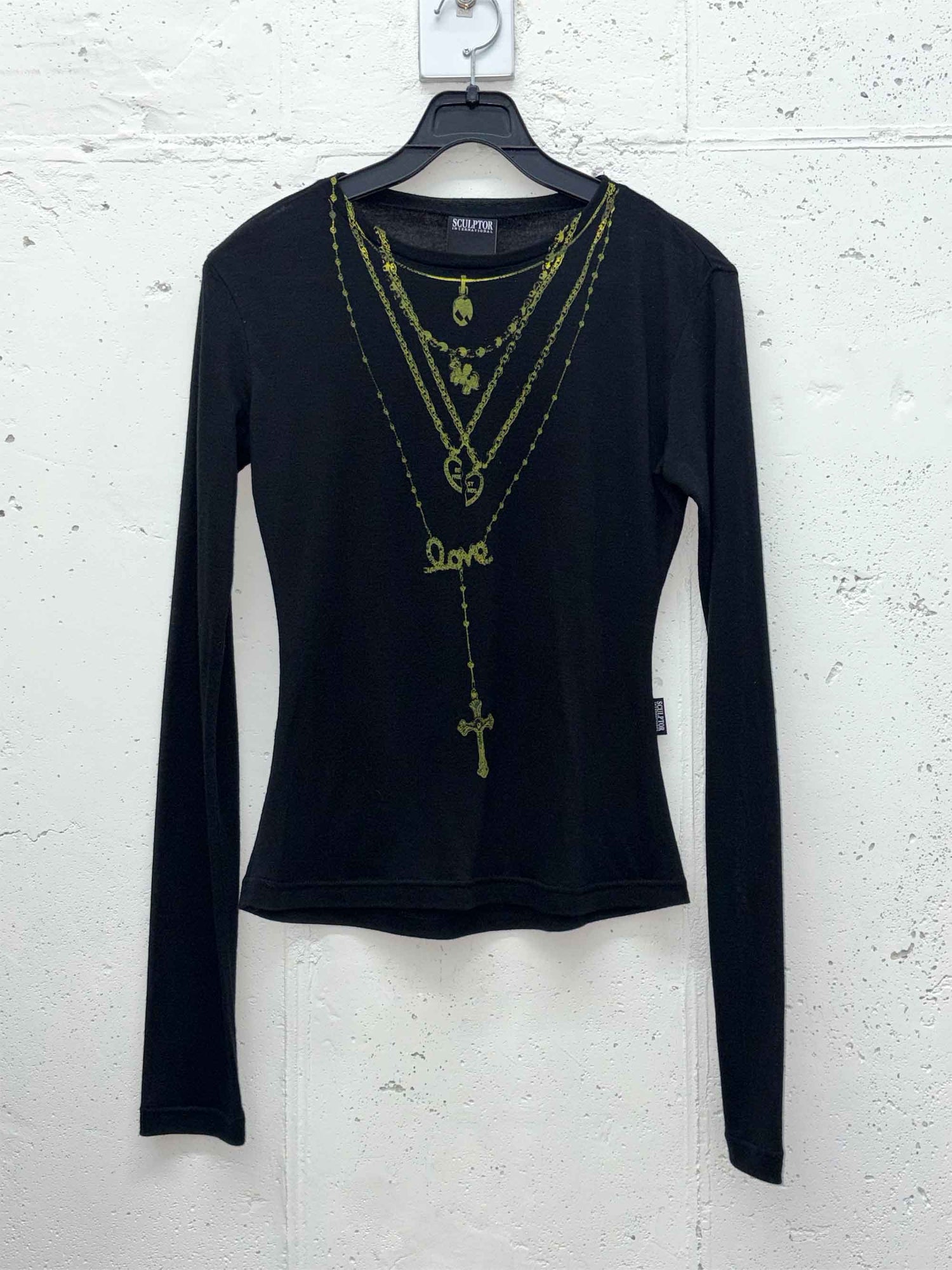 Faux Necklace Tee Black