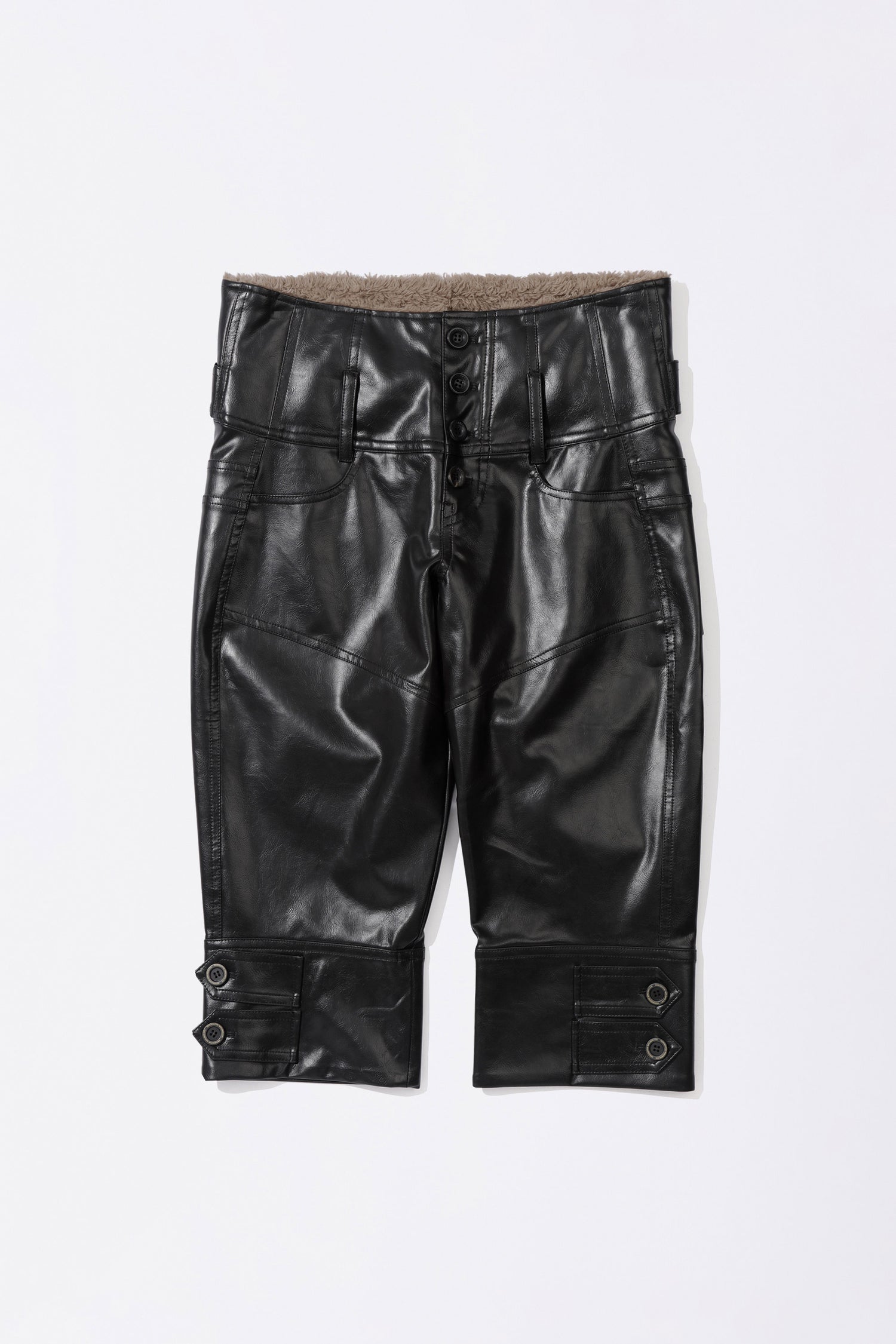 Capri Faux Leather Pants Black