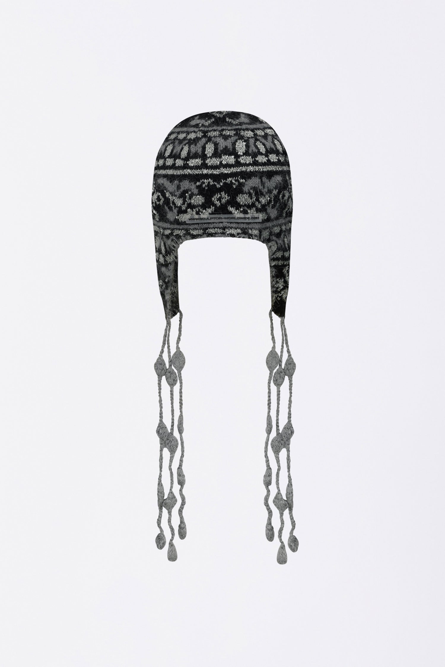 Sequin Nordic Earflap Beanie Black