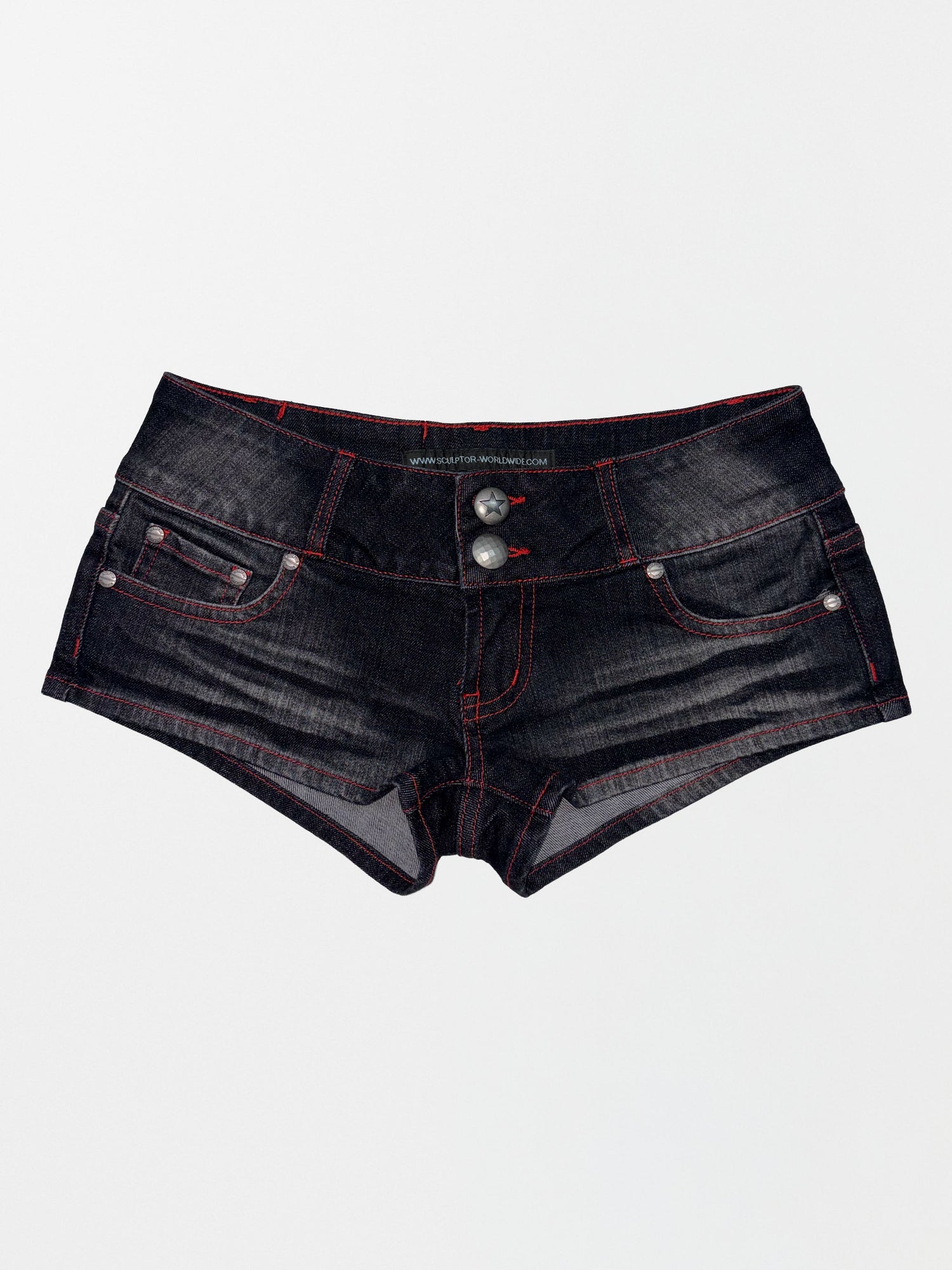 Studded Denim Shorts Black