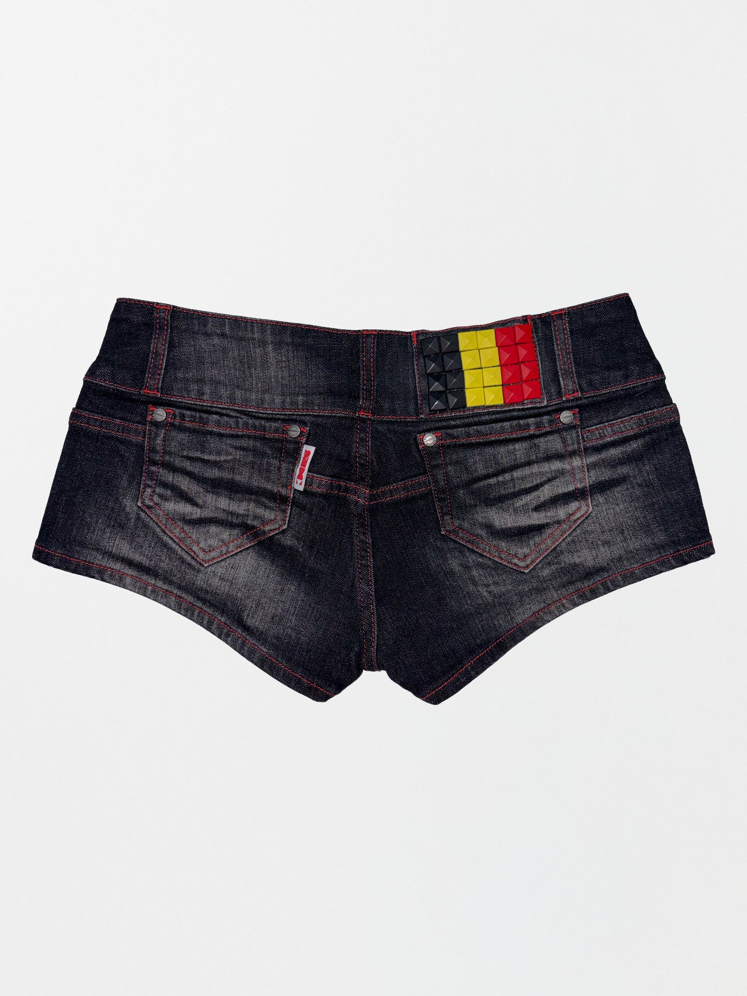 Studded Denim Shorts Black