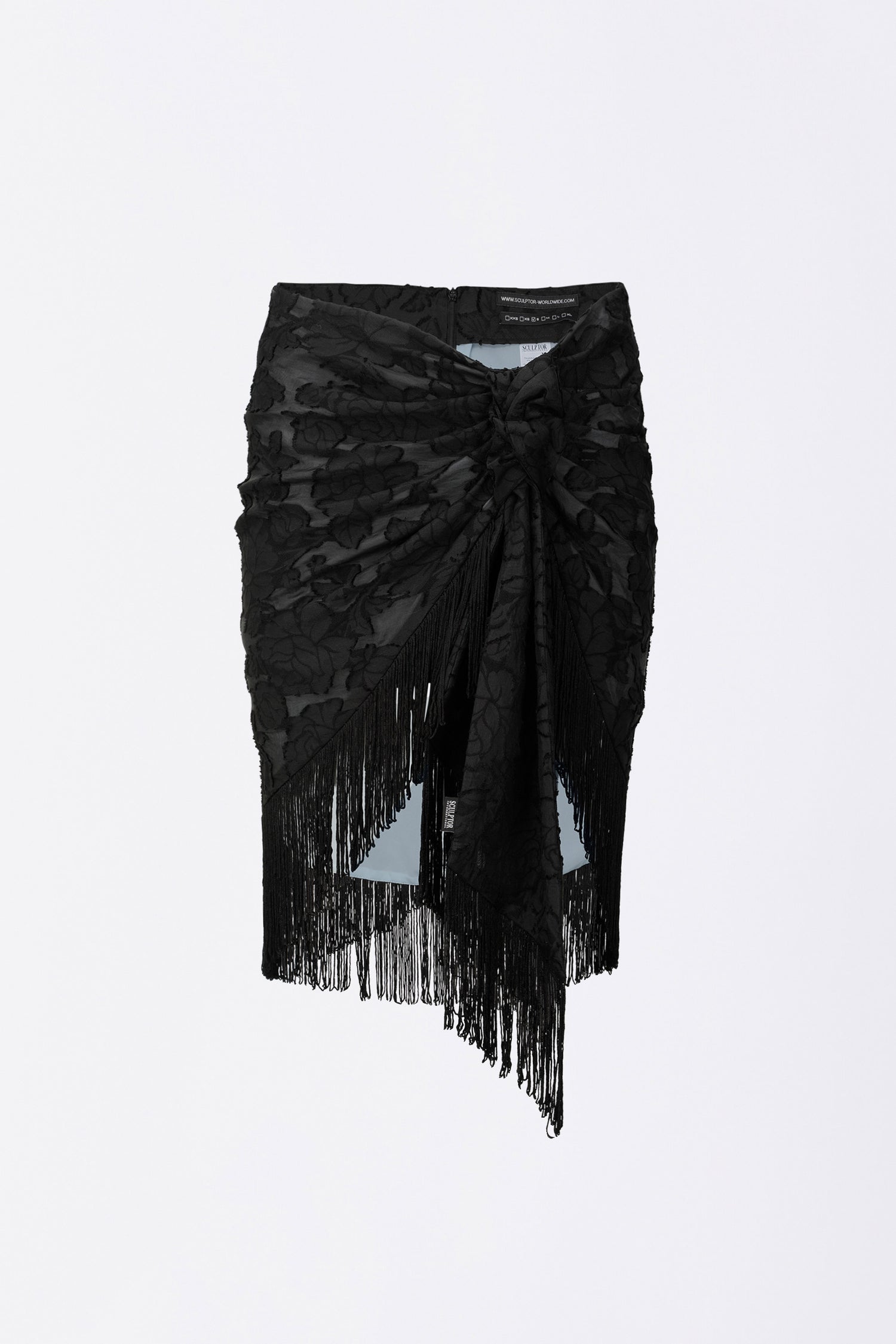 Fringe Tie Skirt Black/Ice Blue