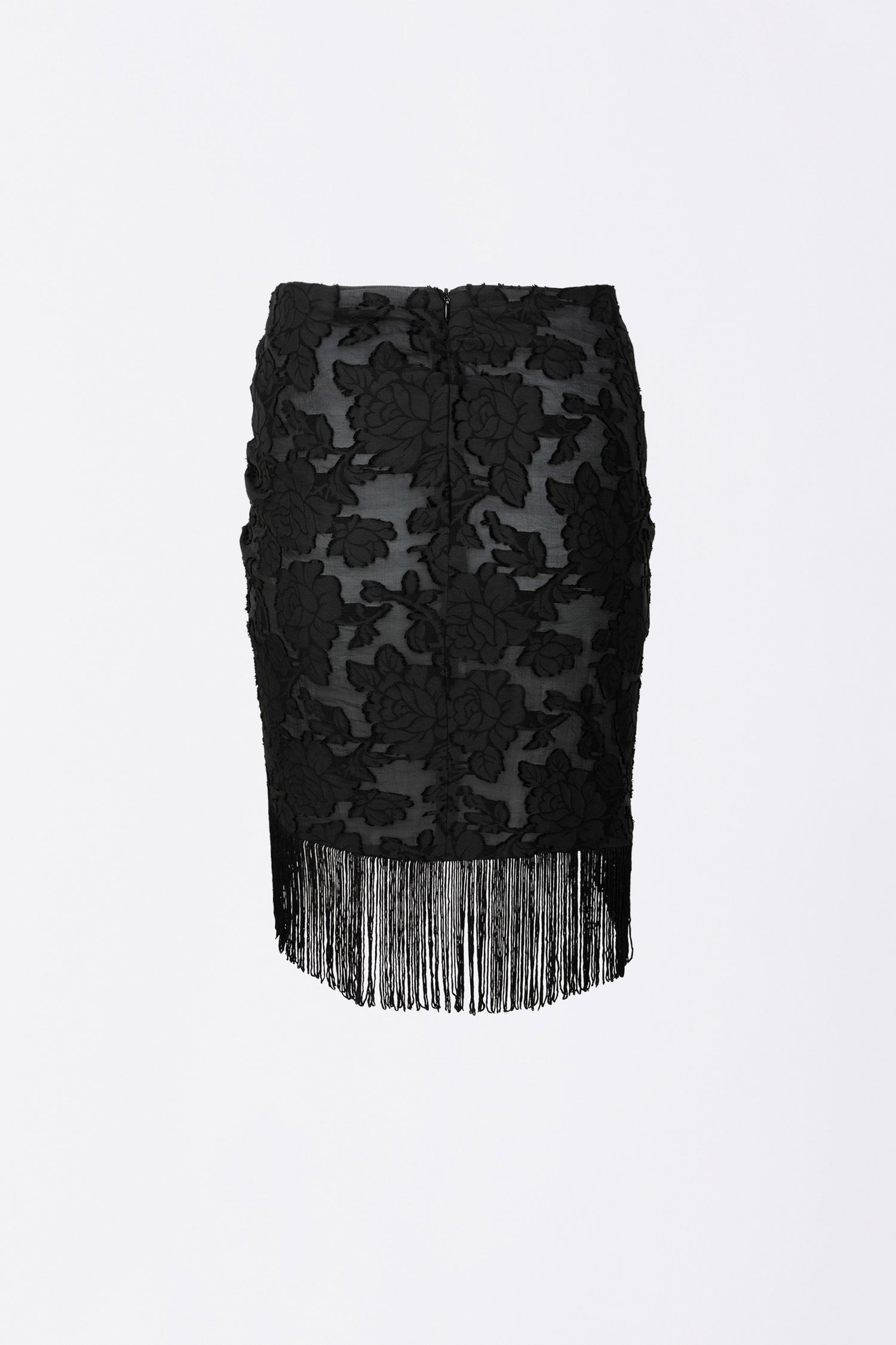 Fringe Tie Skirt Black/Ice Blue
