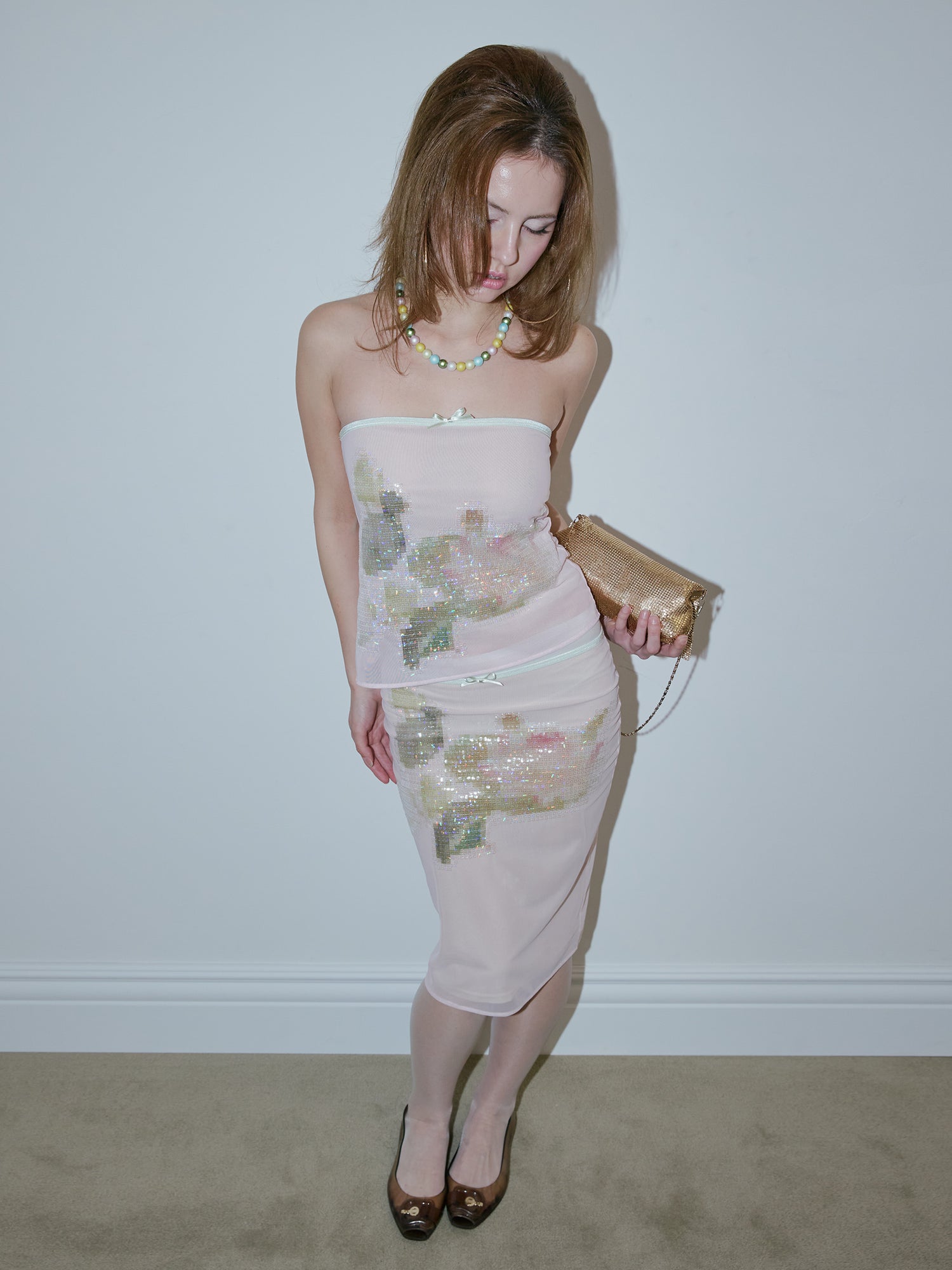 Censored Lotus Midi Skirt Blush