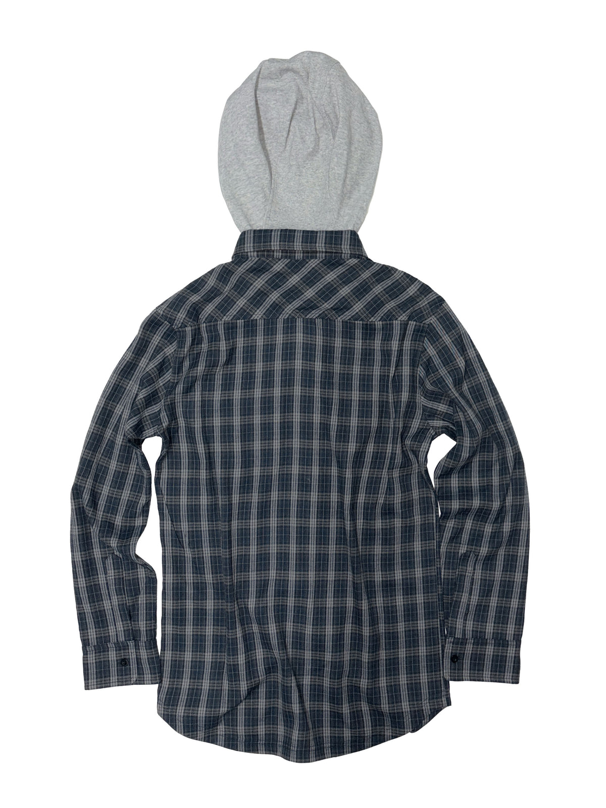 Boyfriend Hooded Shirts Navy Check