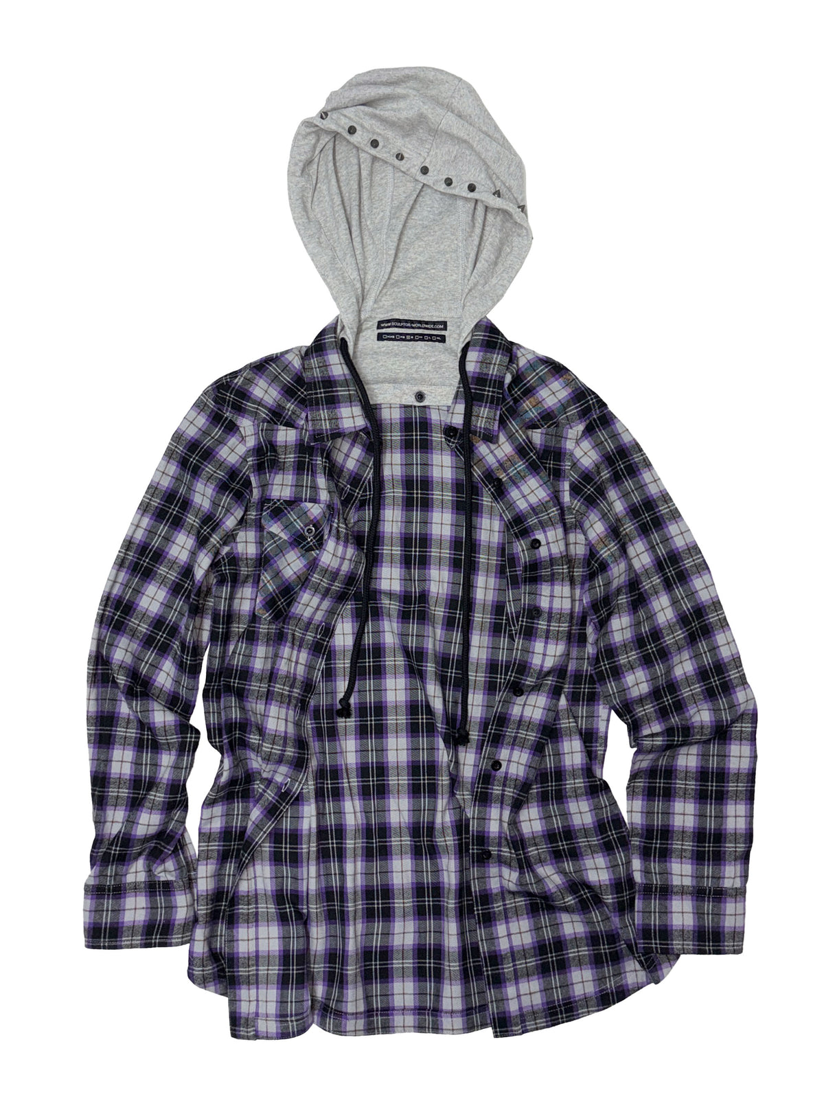 Boyfriend Hooded Shirts Purple Check