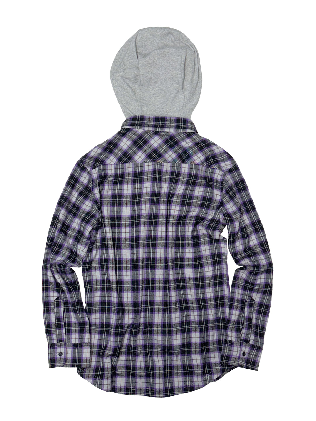Boyfriend Hooded Shirts Purple Check