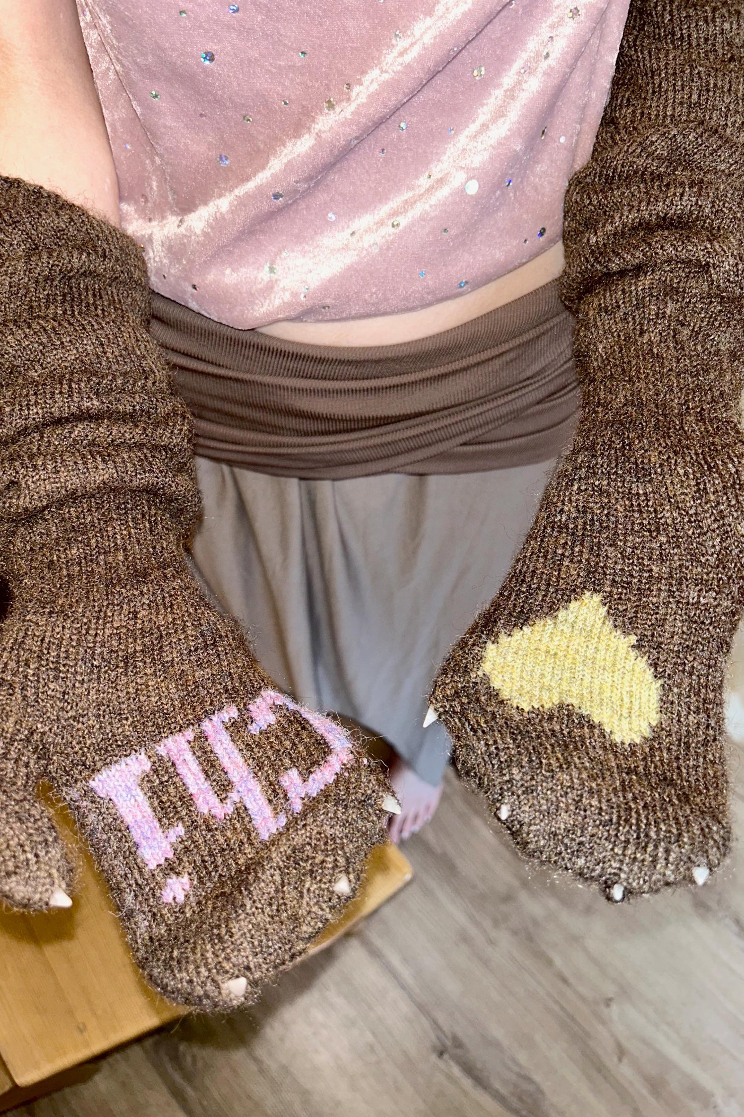 Wool Warmer Gloves Brown