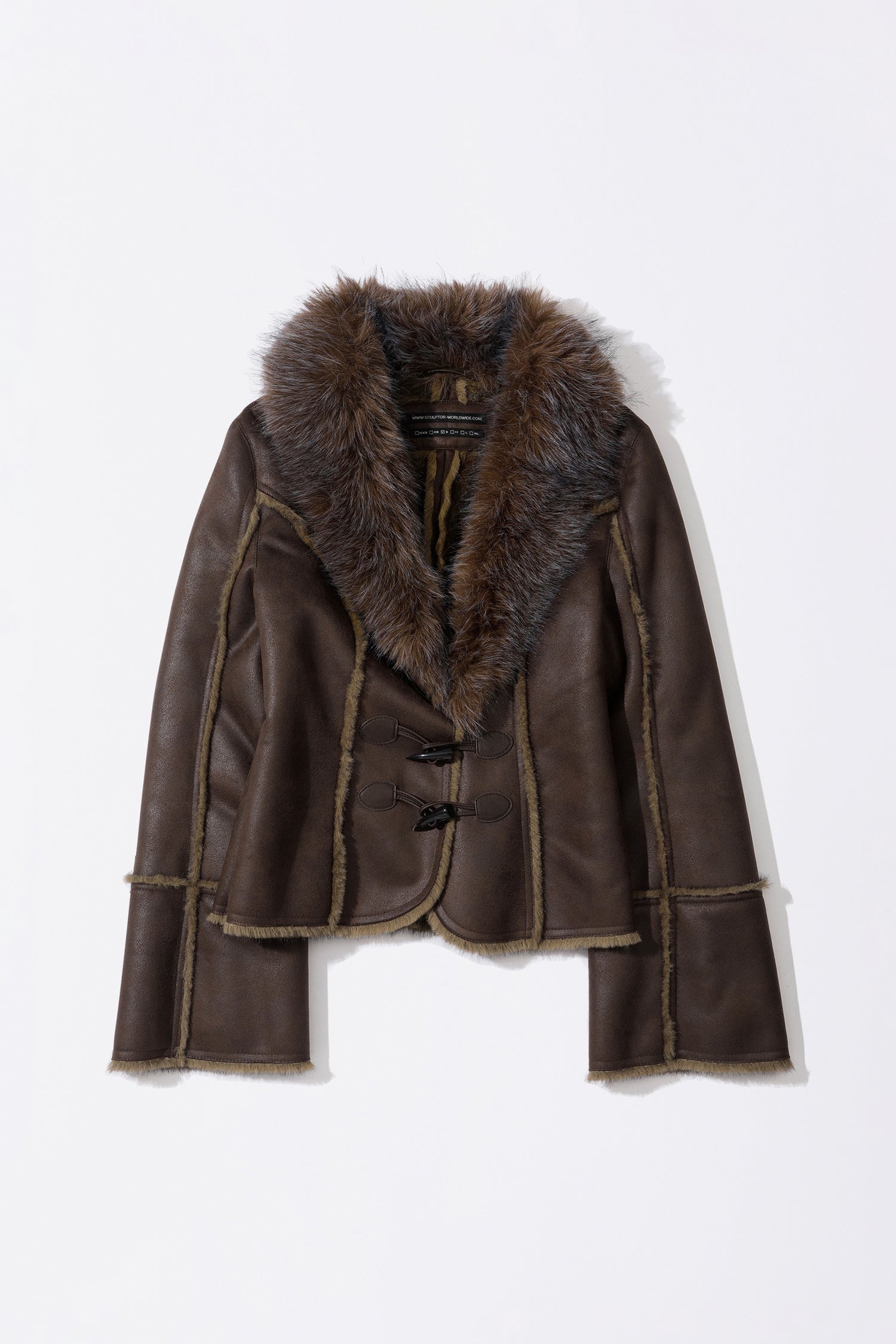 Faux Mouton Toggle Coat Brown