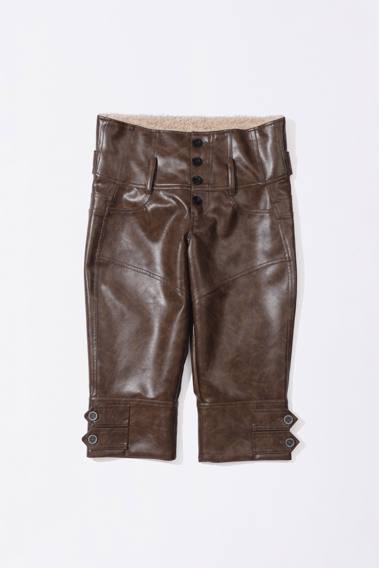 Capri Faux Leather Pants Brown