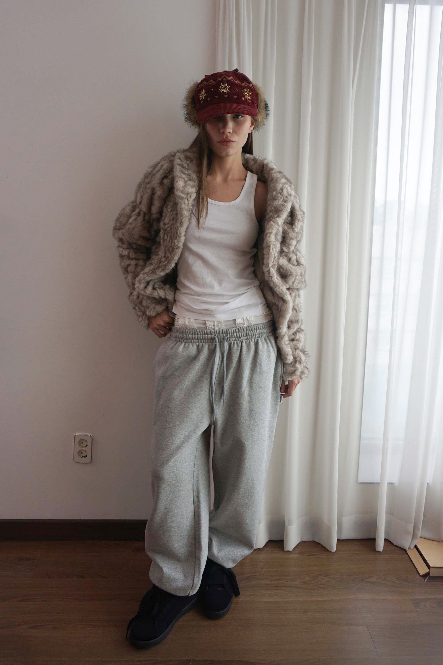 Nordic Corduroy Earflap Cap Burgundy