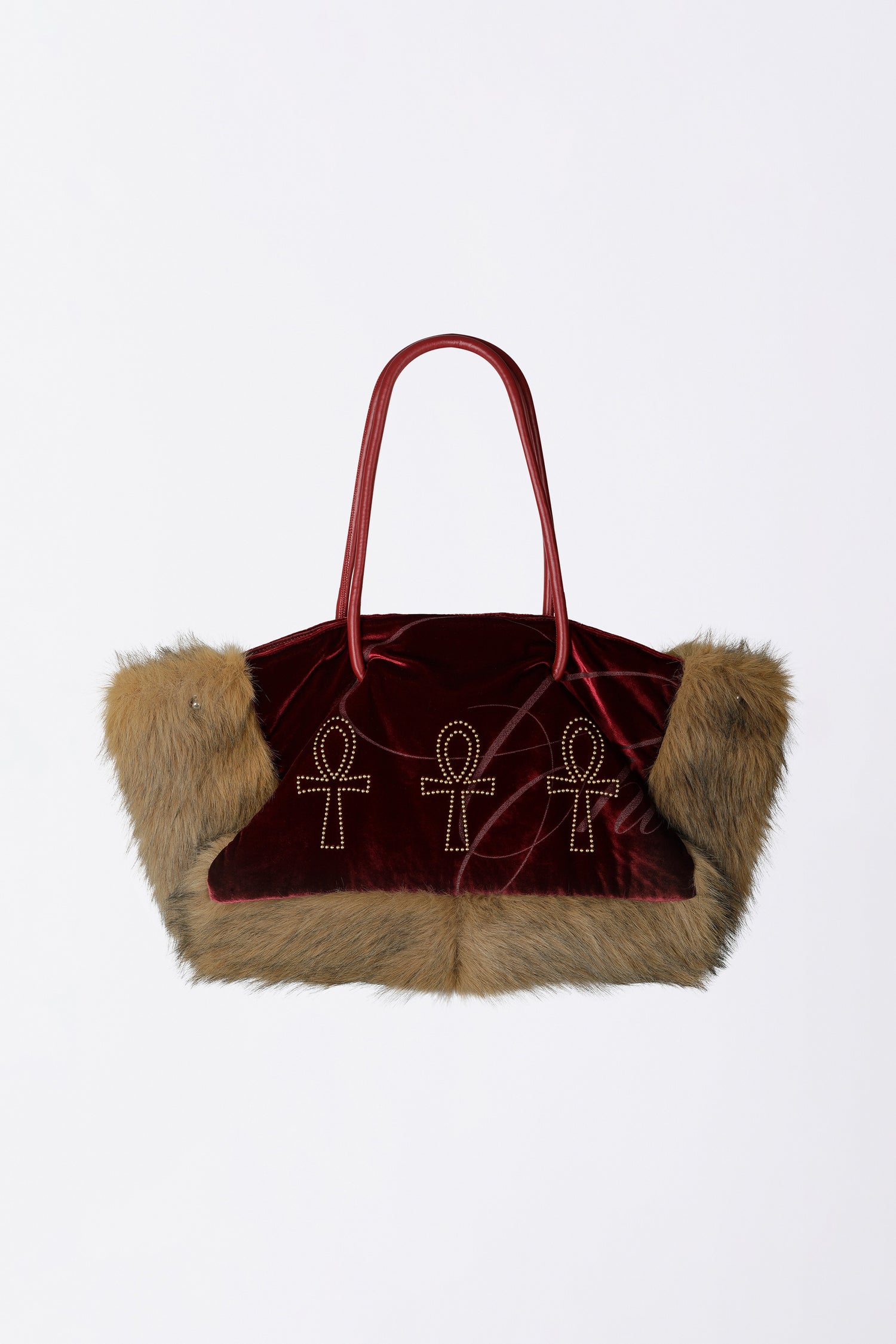 Fluffy Slouch Velvet Bag Burgundy