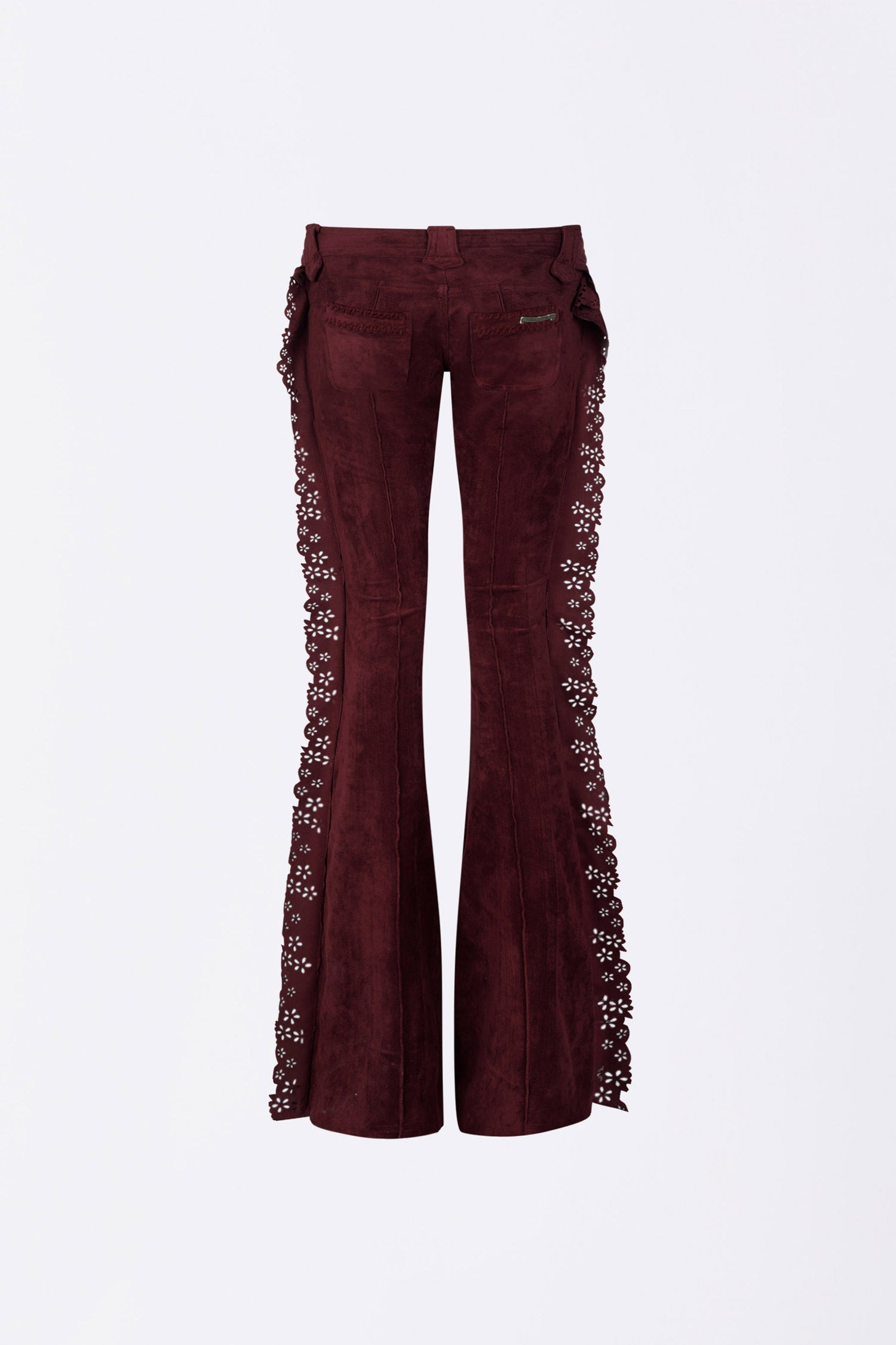 Suede Bootcut Pants Burgundy