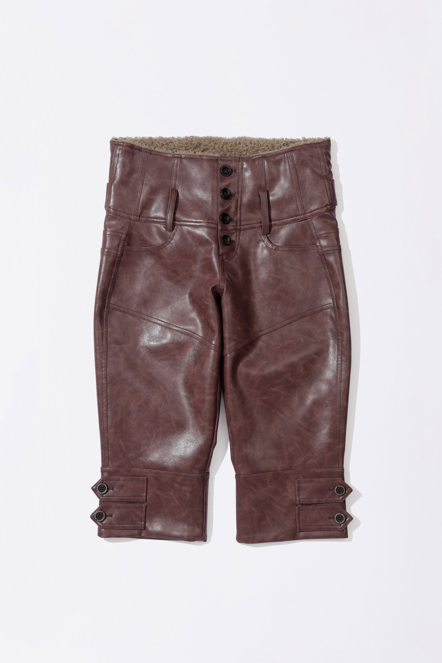 Capri Faux Leather Pants Burgundy