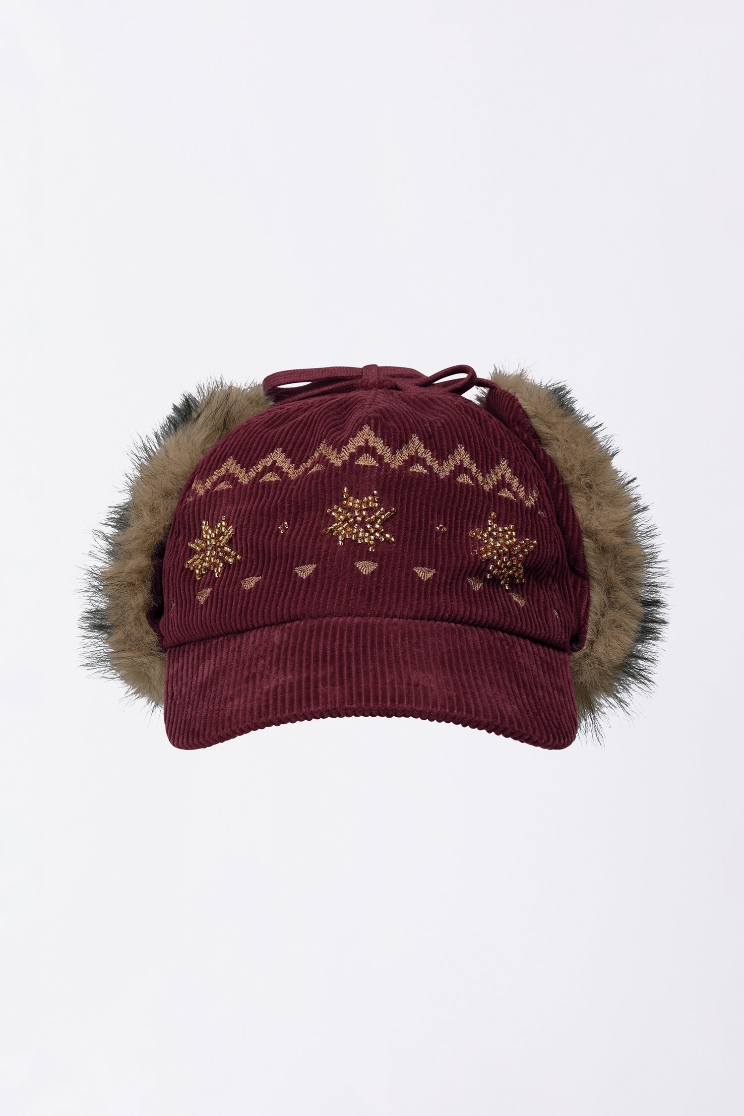 Nordic Corduroy Earflap Cap Burgundy