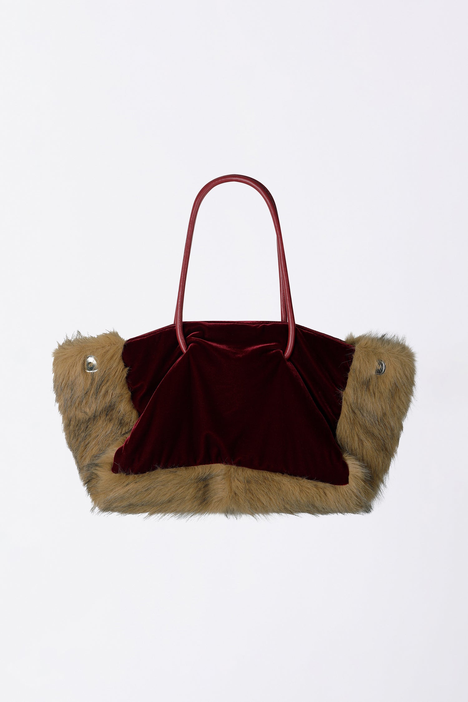 Fluffy Slouch Velvet Bag Burgundy