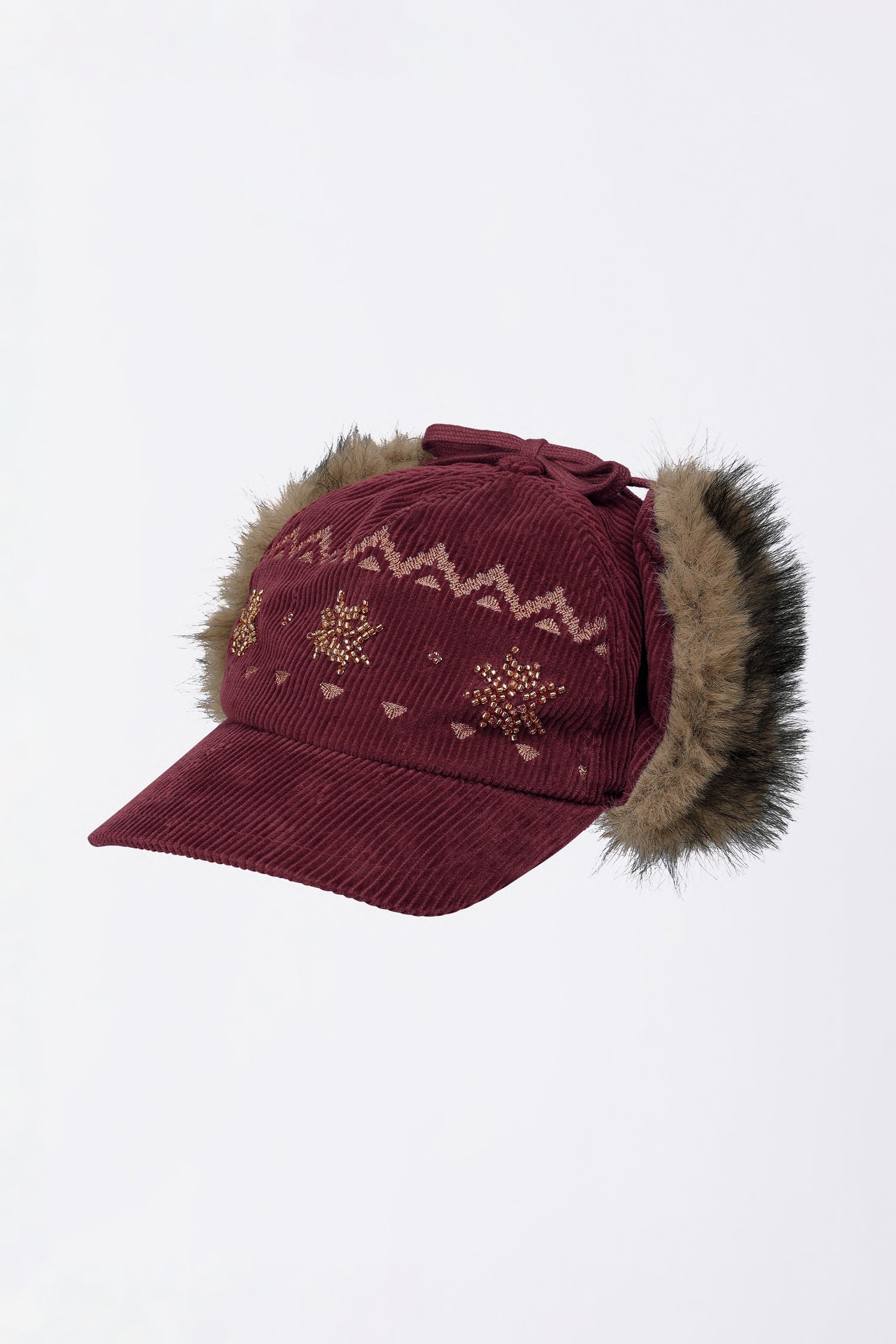 Nordic Corduroy Earflap Cap Burgundy