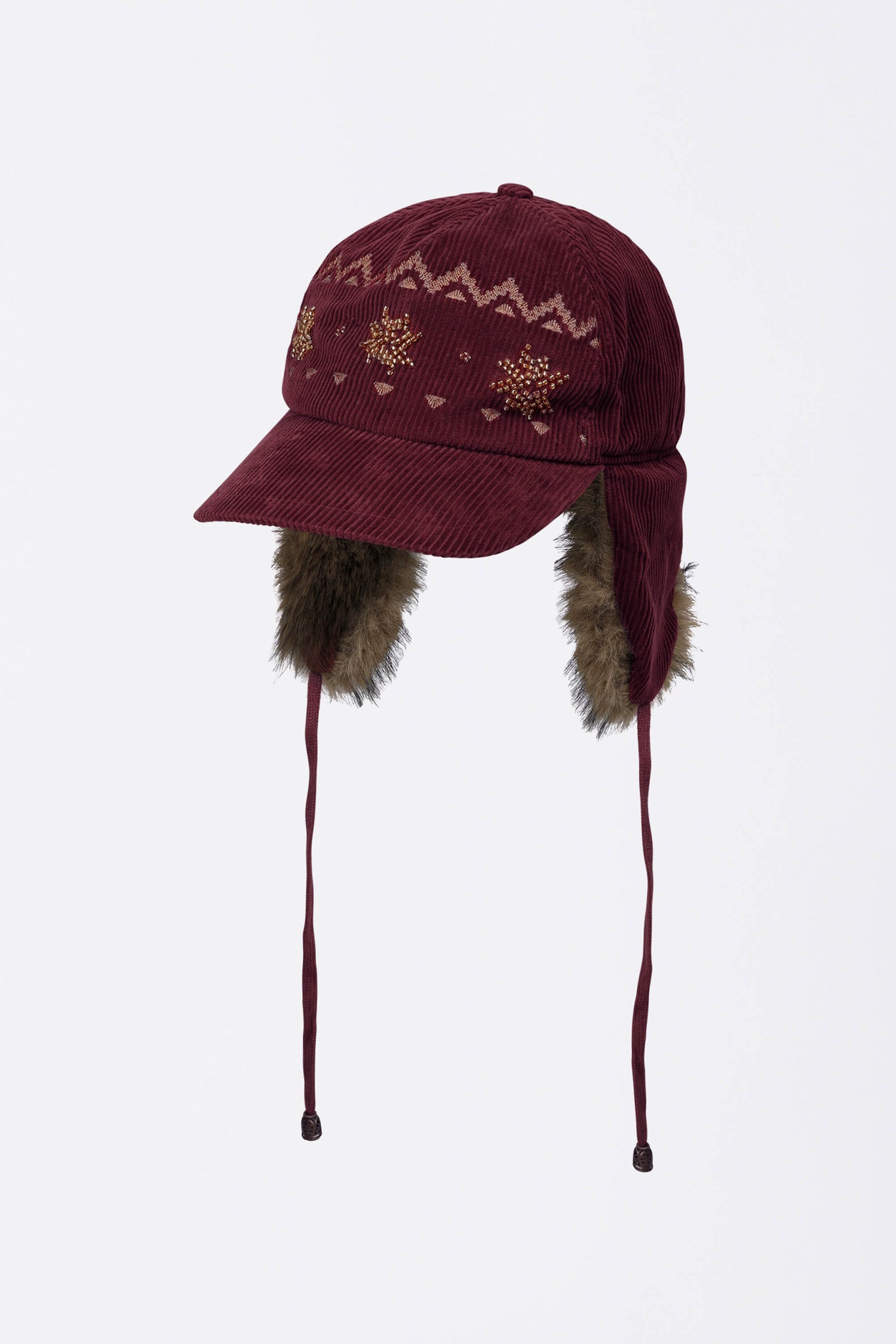 Nordic Corduroy Earflap Cap Burgundy