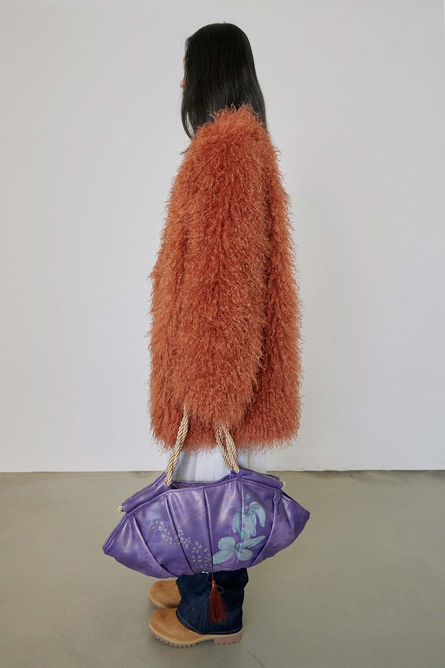 Faux Fur Middle Jacket Burnt Orange