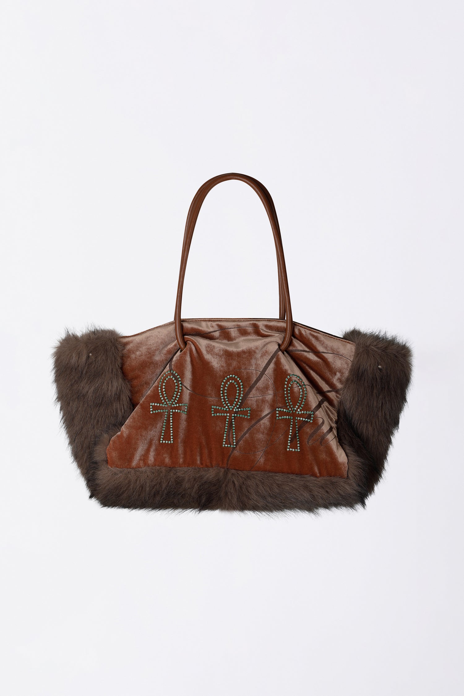 Fluffy Slouch Velvet Bag Burnt Orange