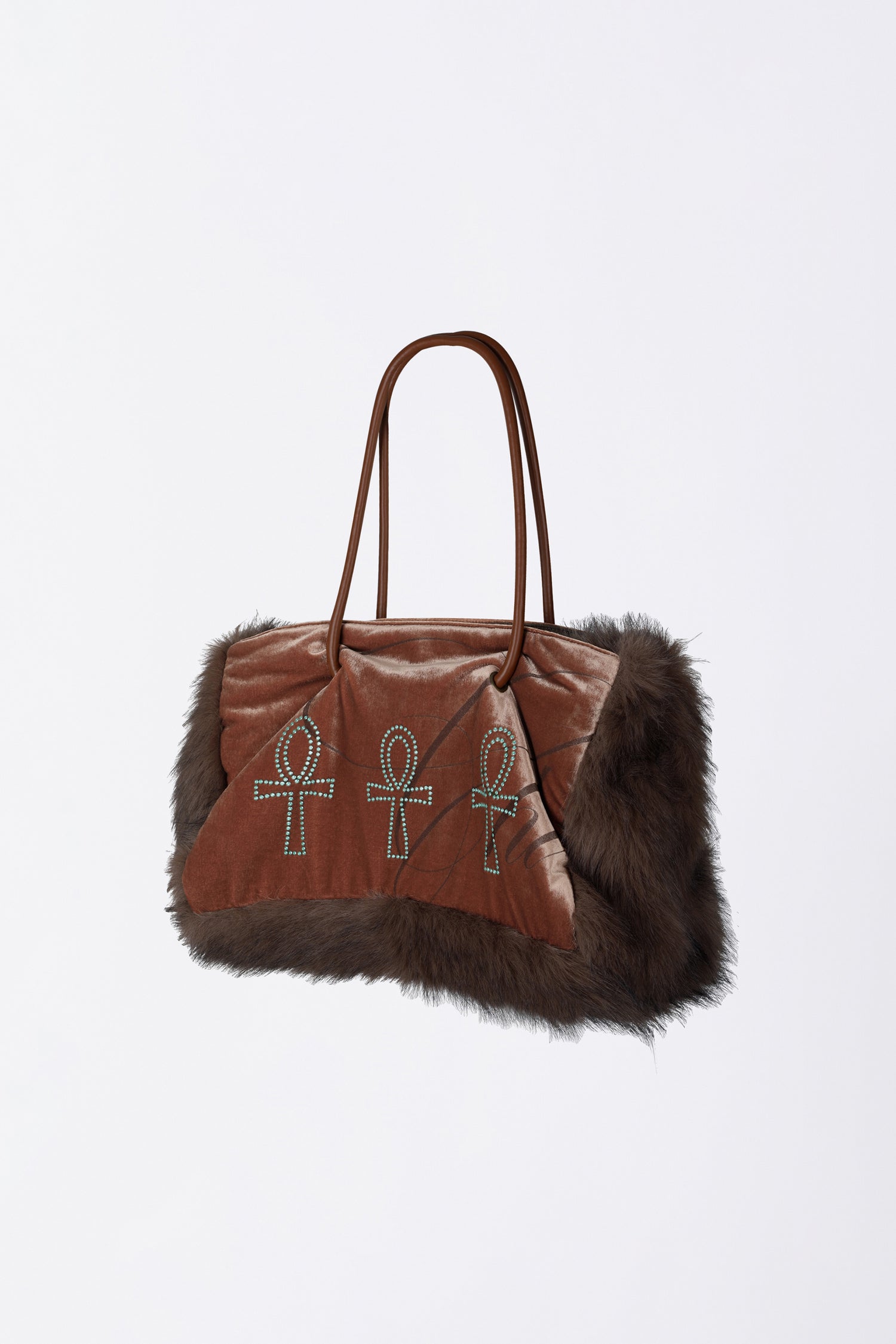 Fluffy Slouch Velvet Bag Burnt Orange