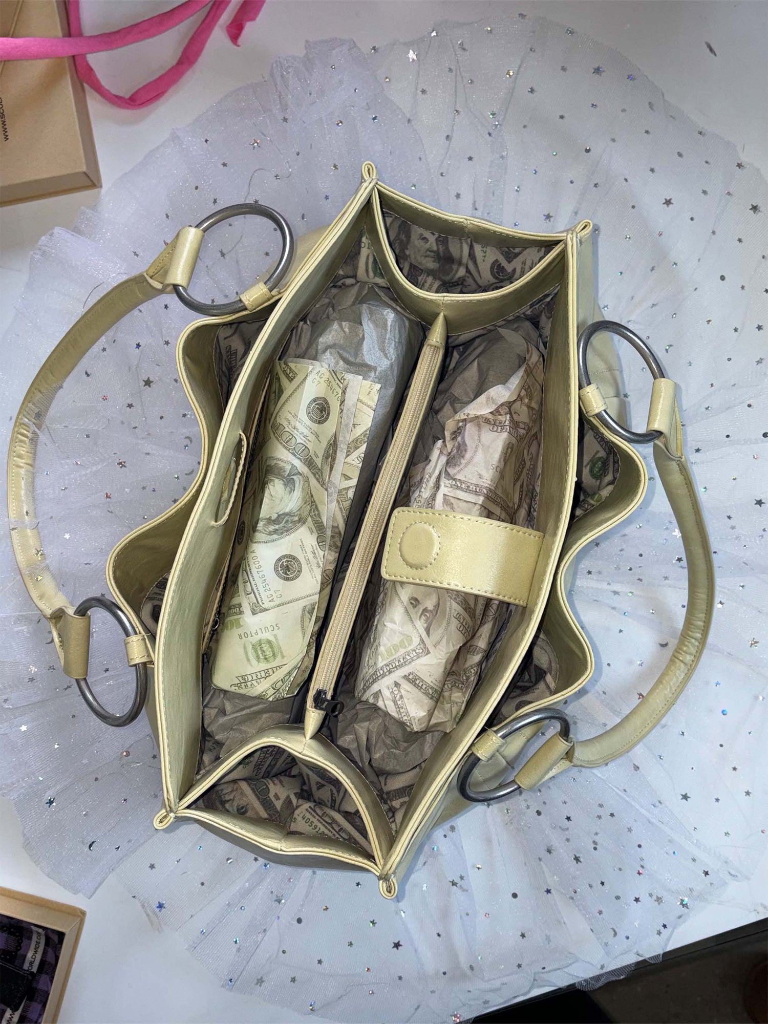 Metal Stud Tote Bag Butter