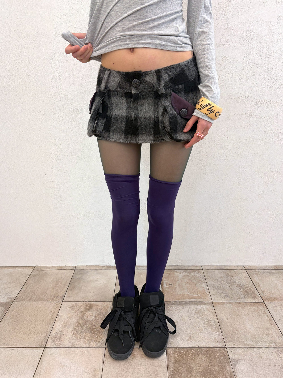Cargo Micro Skirt Gray Check