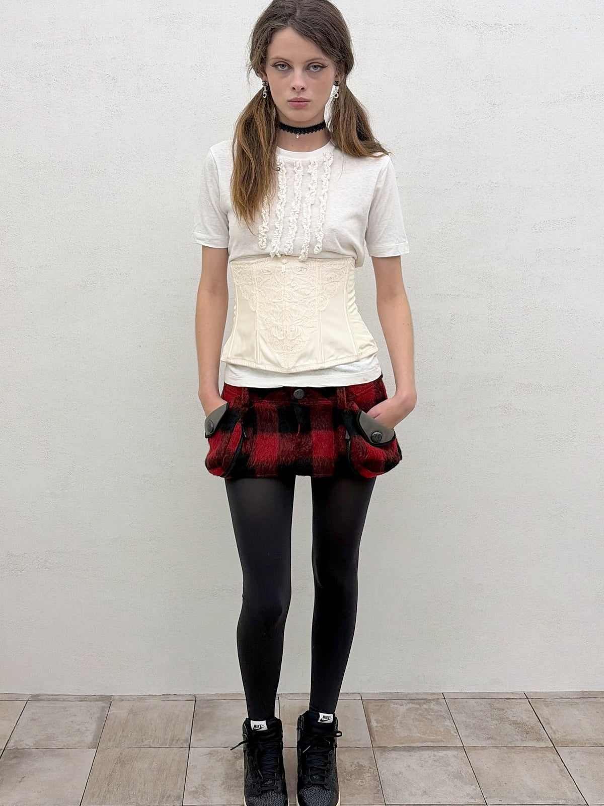Cargo Micro Skirt Red Check