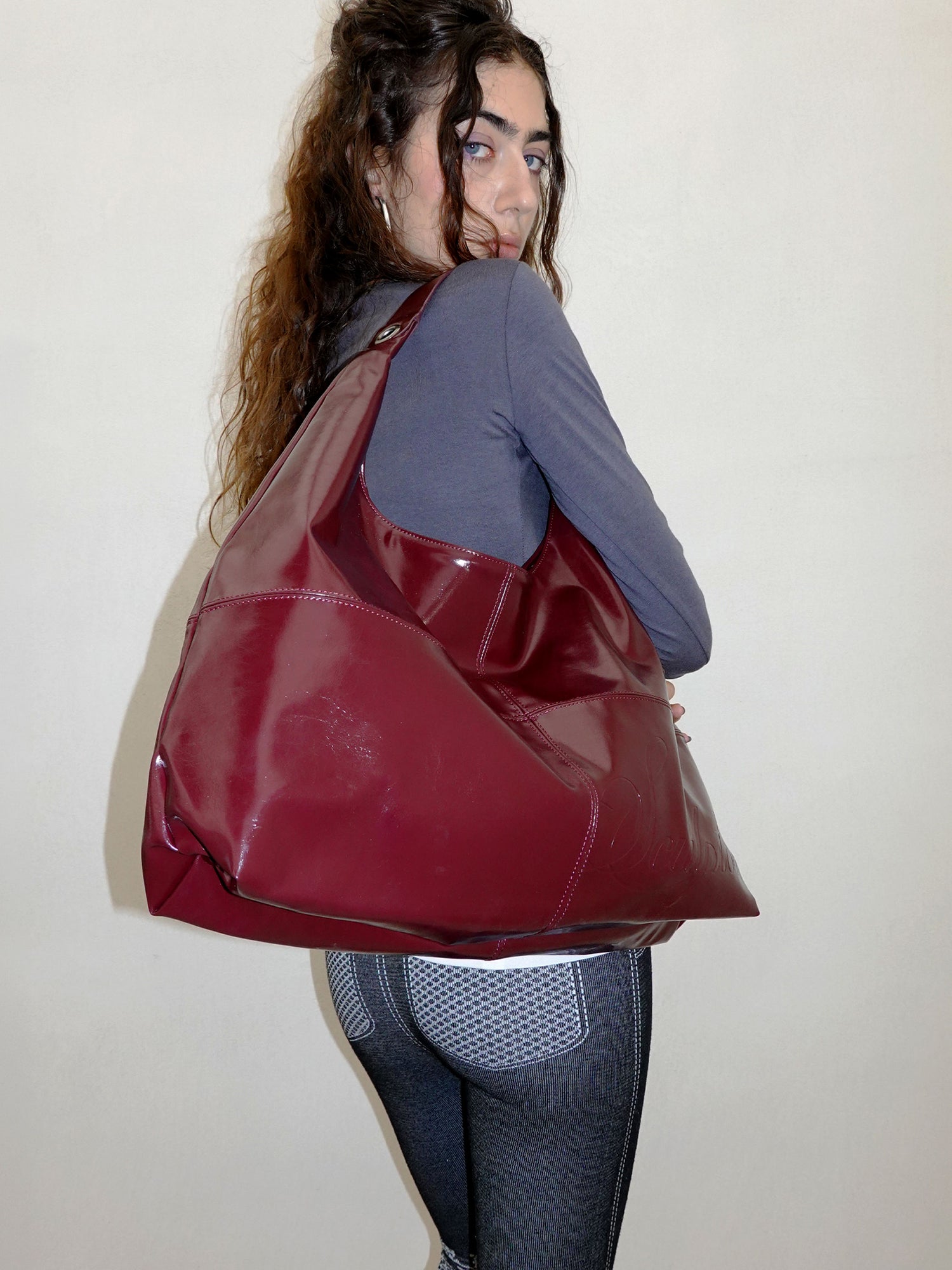Carryall Hobo Bag Burgundy