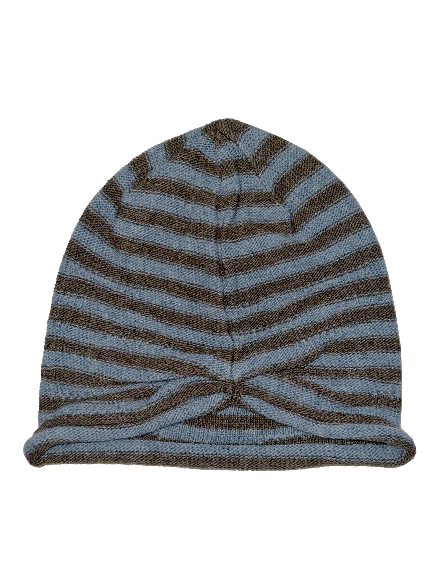 Cashmere Blend Stripe Beanie Blue/Brown