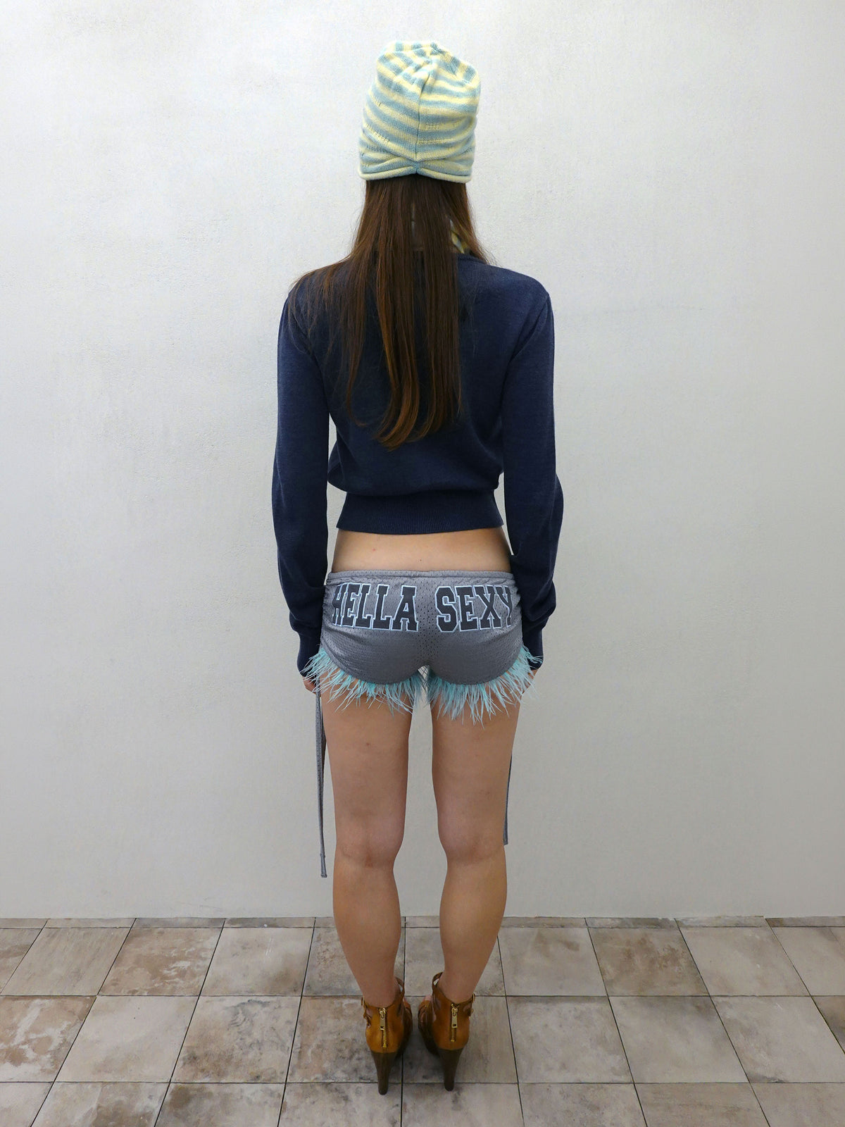 Cashmere Blend Stripe Beanie Lemon/Mint