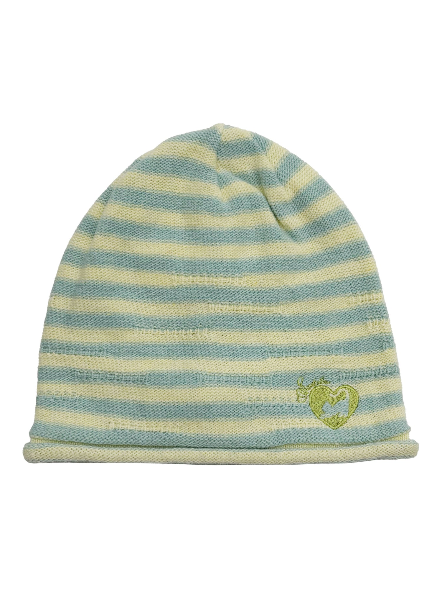 Cashmere Blend Stripe Beanie Lemon/Mint